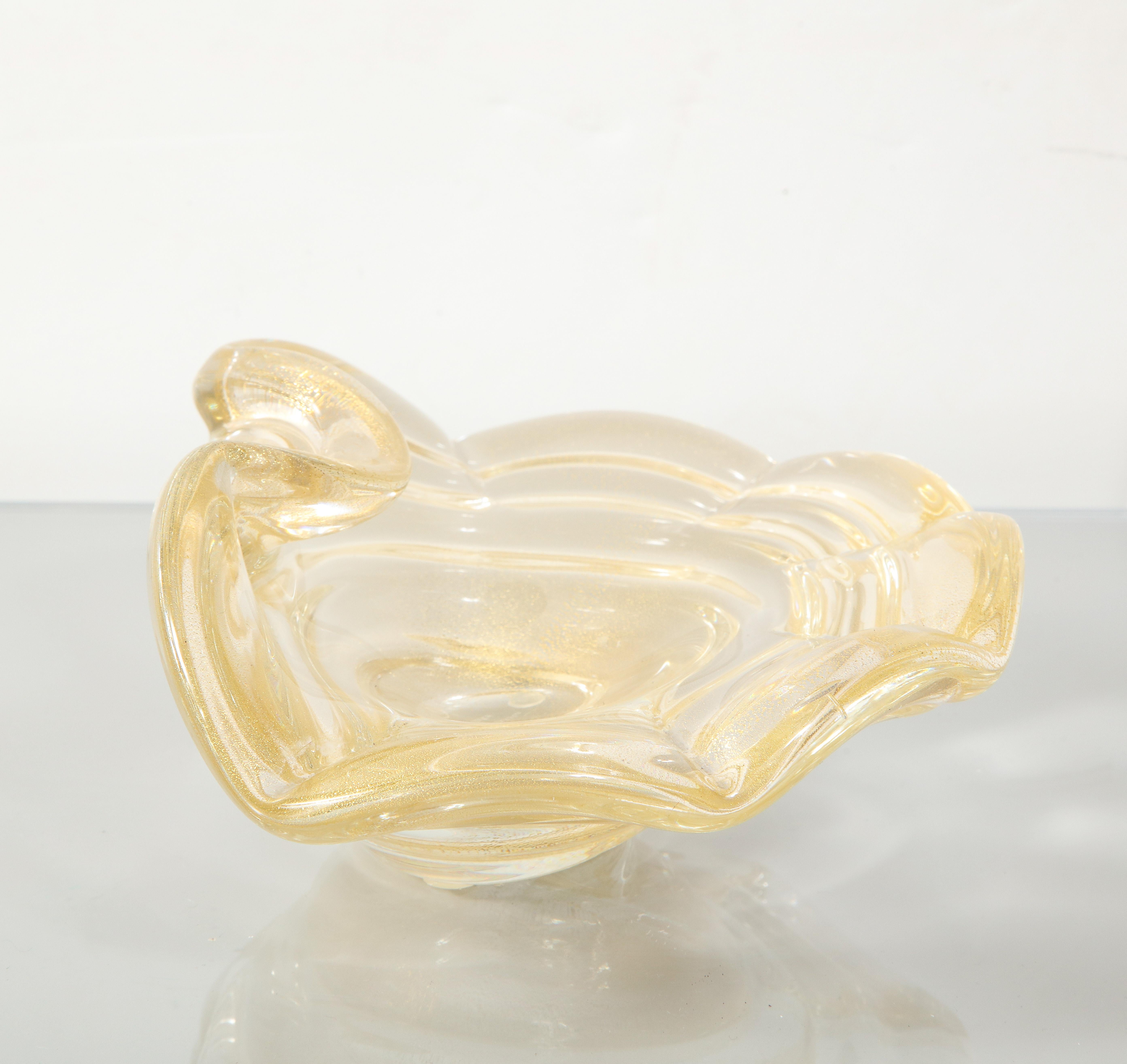 Mid-Century Modern Vintage Murano Glass Gold Dust Bowl #3