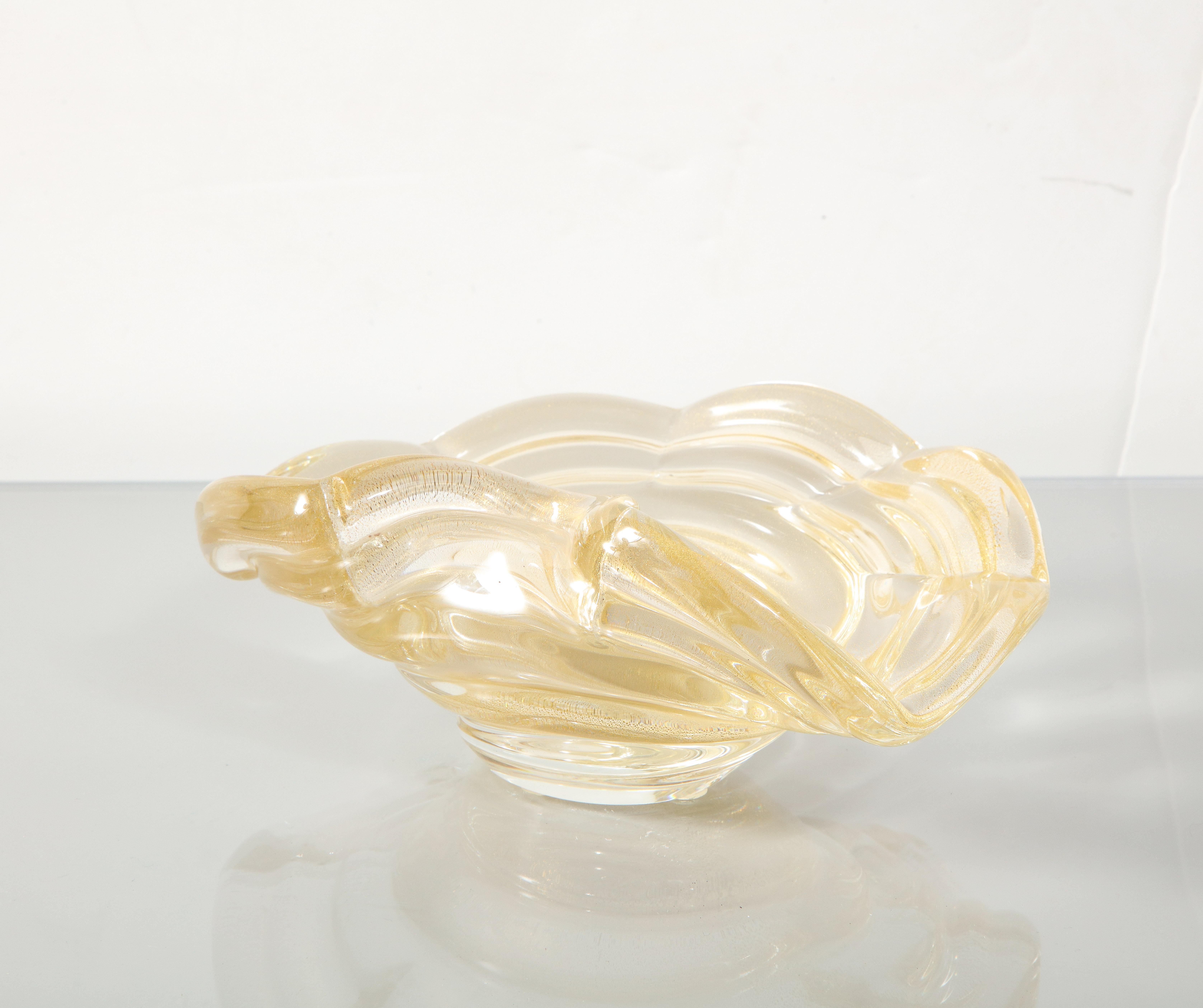 Italian Vintage Murano Glass Gold Dust Bowl #3
