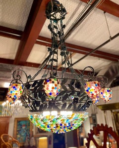 Vintage Murano Glass Grapes & Flowers Chandelier