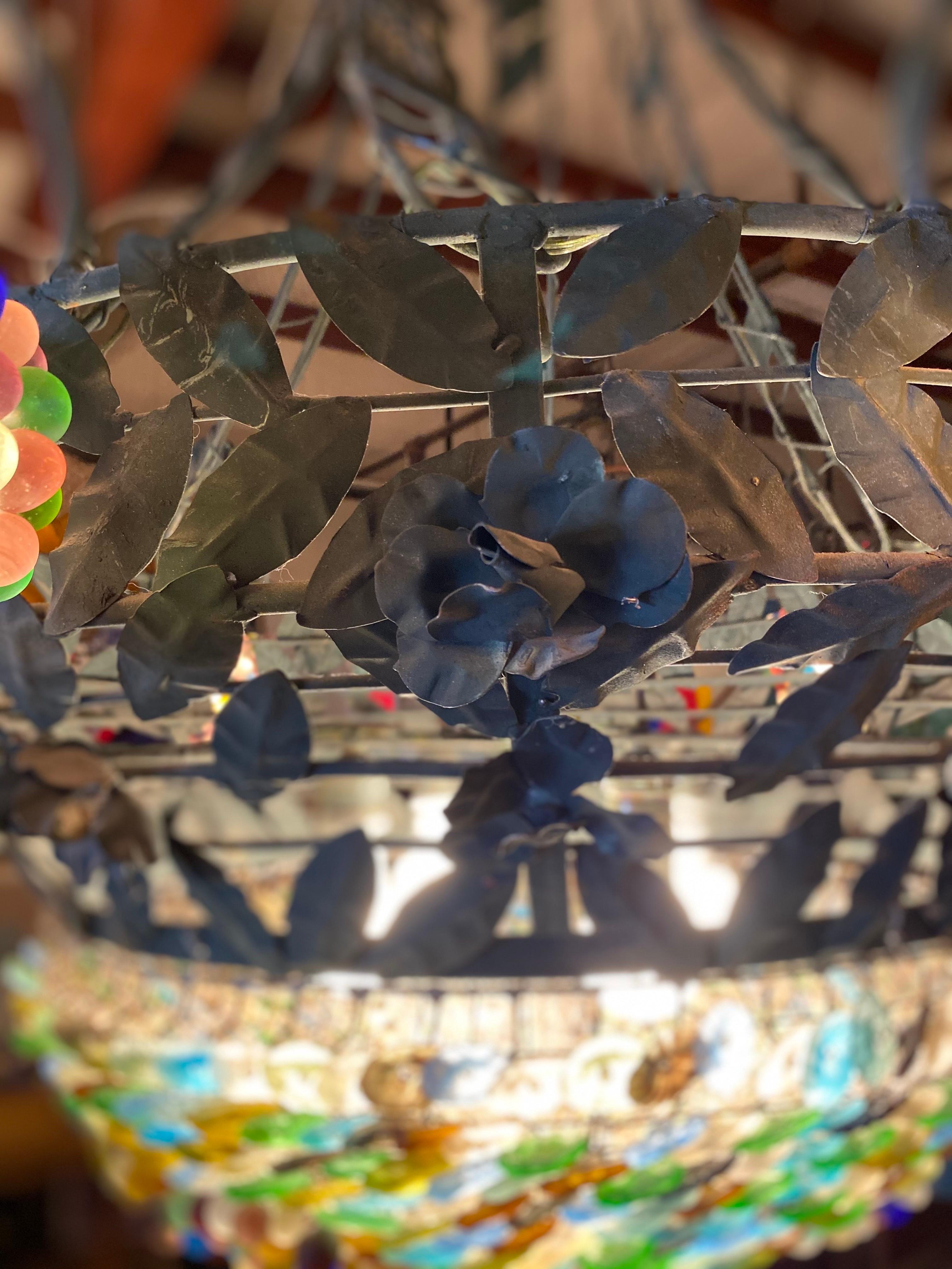 Vintage Murano Glass Grapes & Flowers Chandelier 1