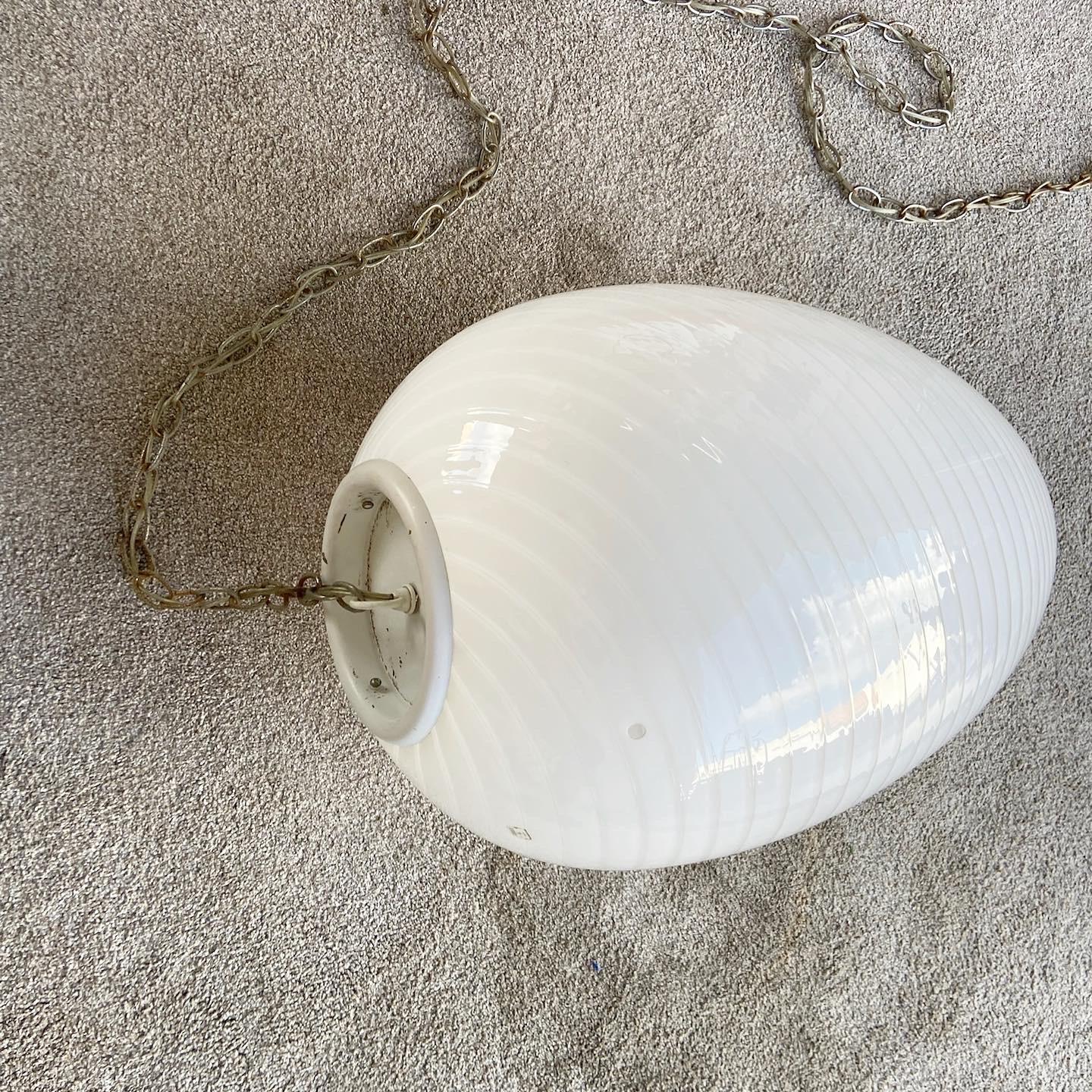 Vintage Murano Glass Hanging Egg Lamp In Good Condition In Delray Beach, FL