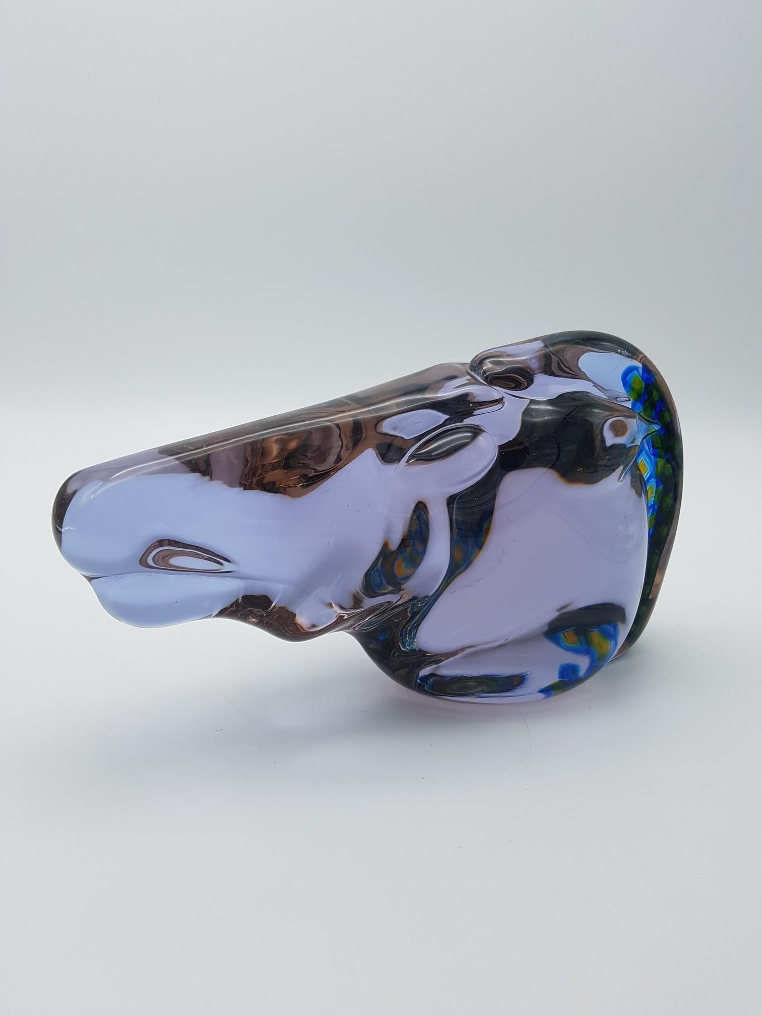 Vintage Murano Glass Horse Head by Ermanno Nason at Cenedese, Early 1970s For Sale 4