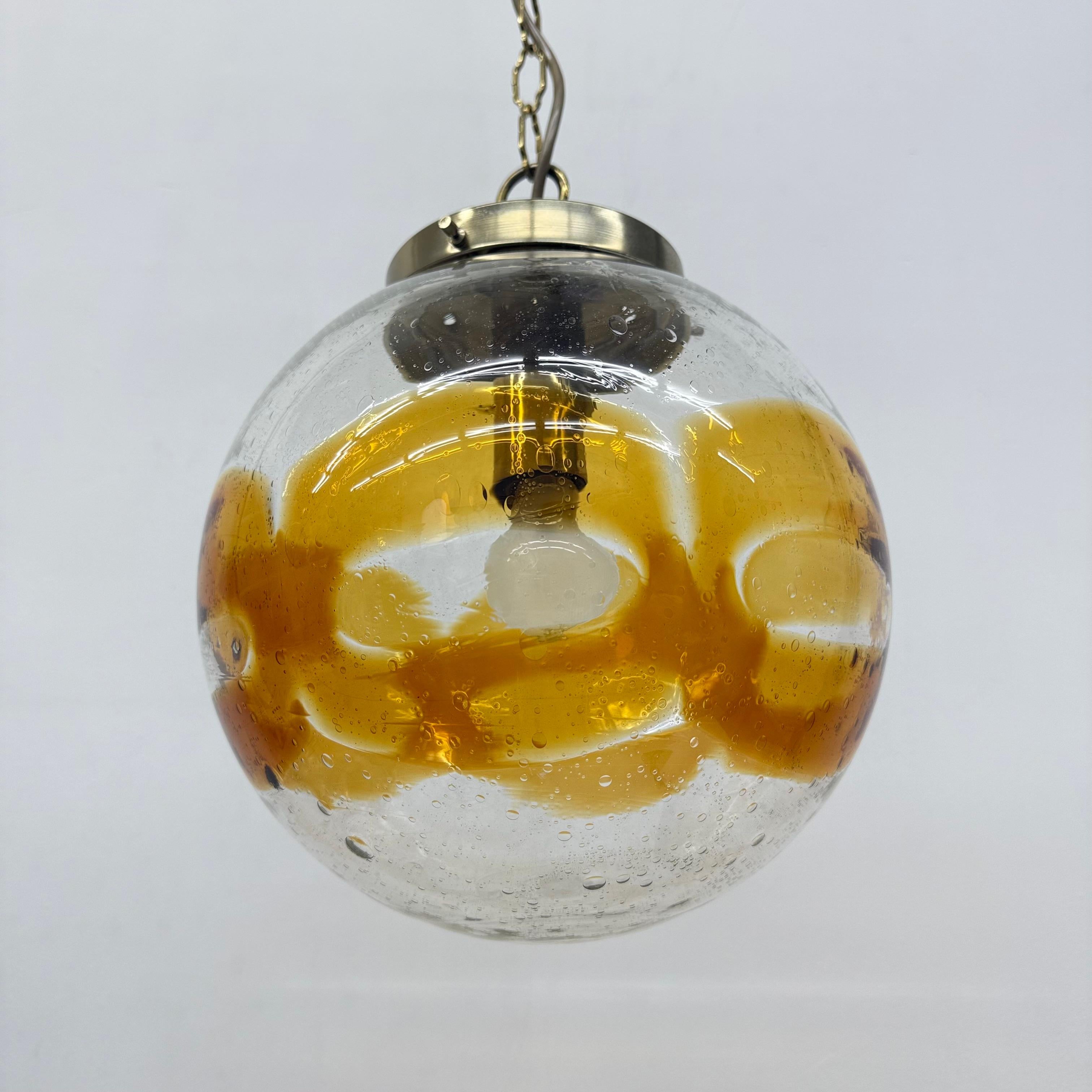 Vintage Murano glass italian hanging lamp , 1970s For Sale 7