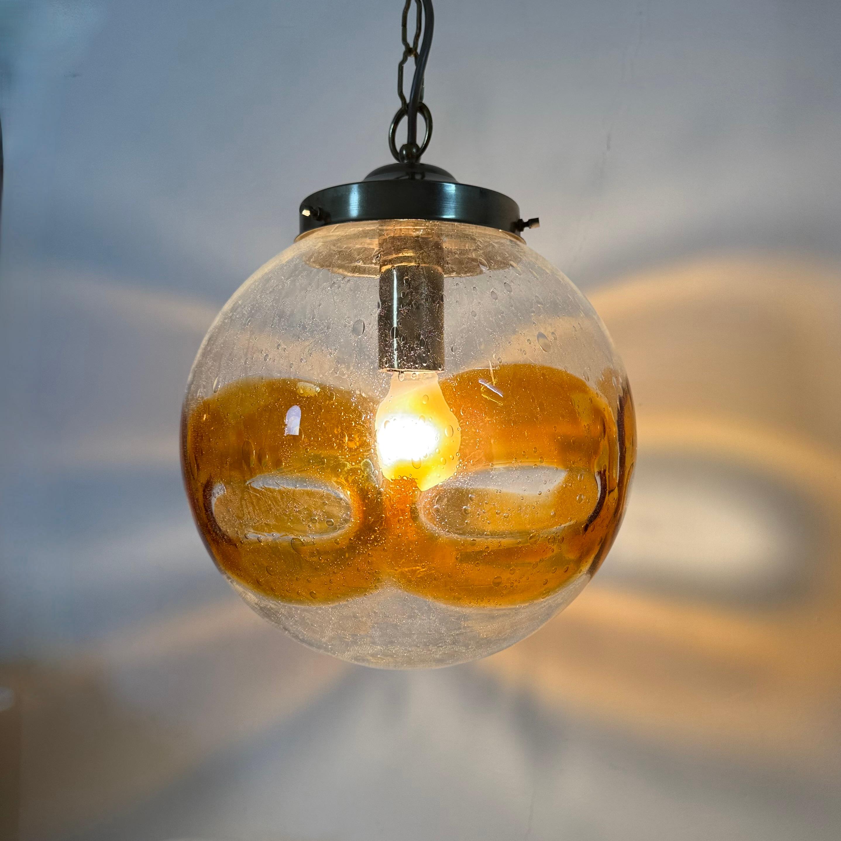 Mid-Century Modern Vintage Murano glass italian hanging lamp , 1970s For Sale