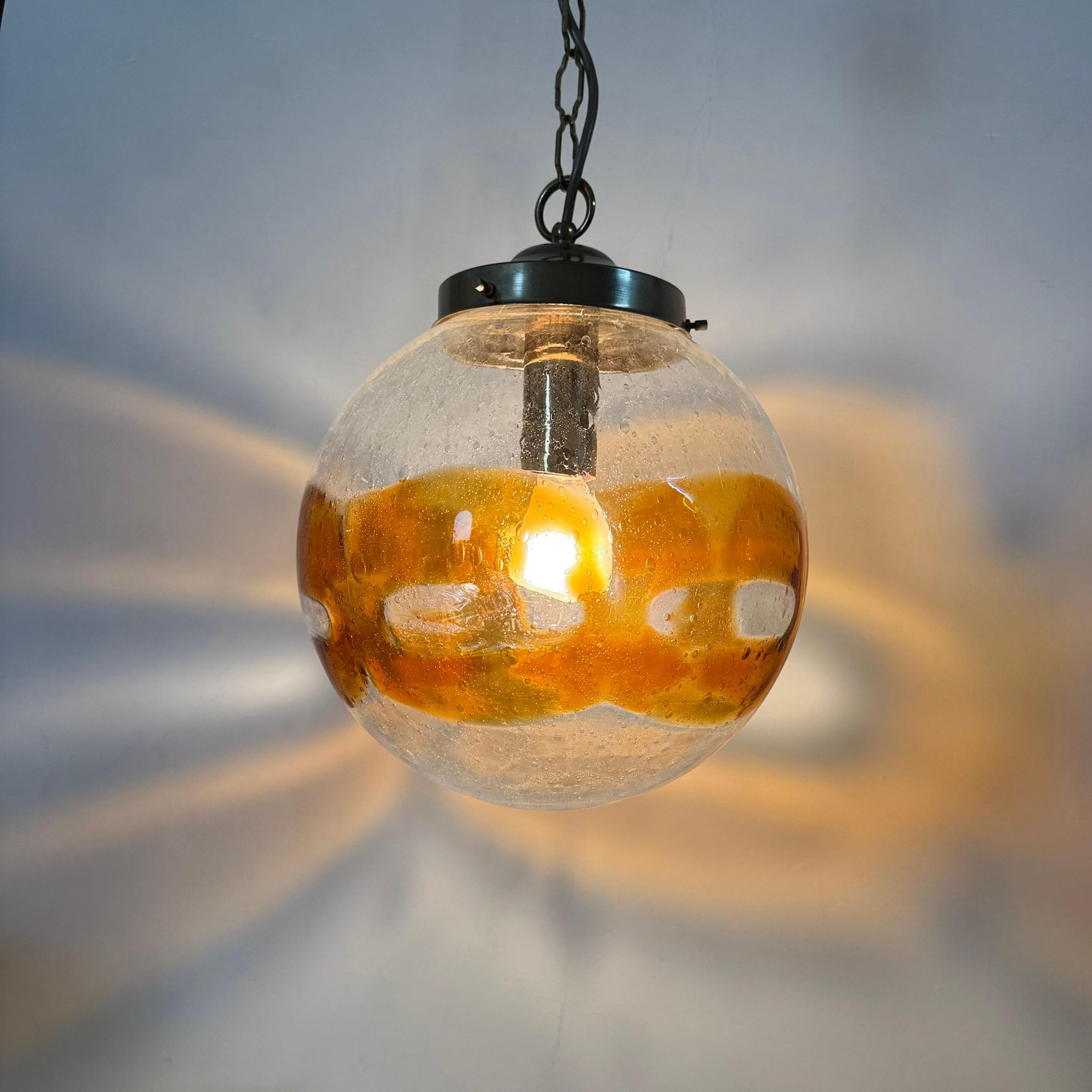 Vintage Murano glass italian hanging lamp , 1970s In Good Condition For Sale In Delft, NL