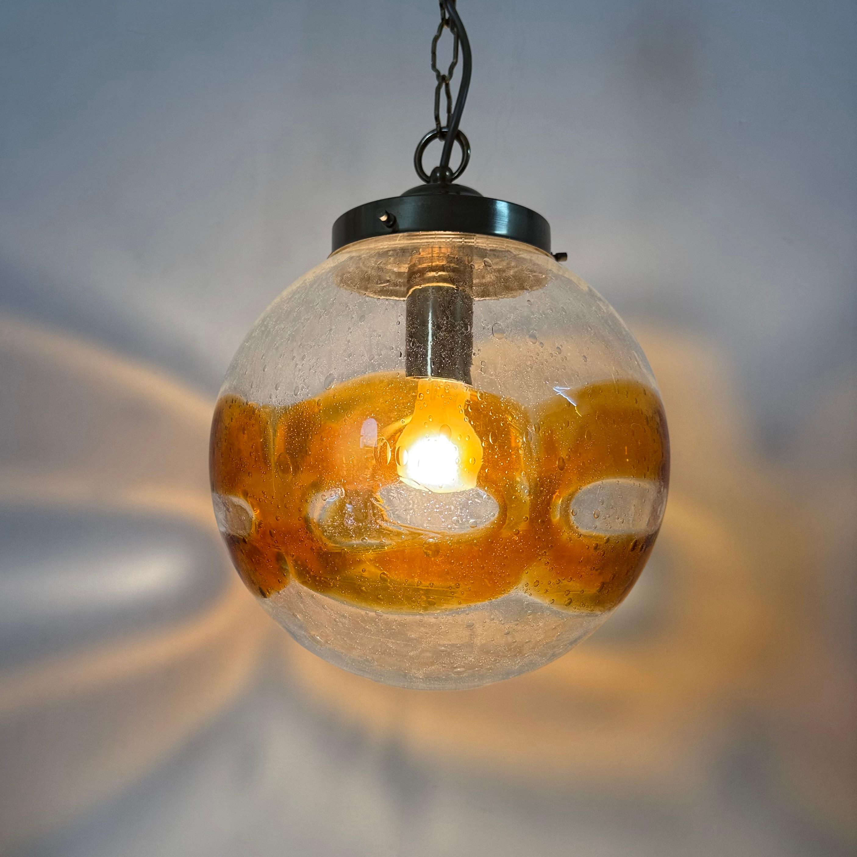 Late 20th Century Vintage Murano glass italian hanging lamp , 1970s For Sale