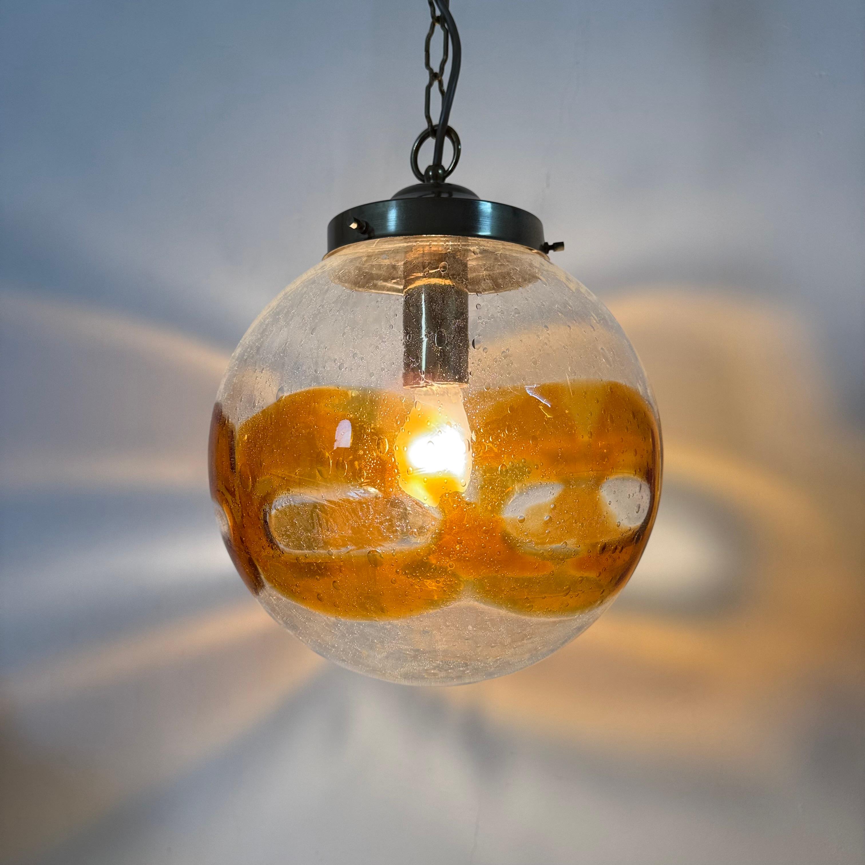 Vintage Murano glass italian hanging lamp , 1970s For Sale 1