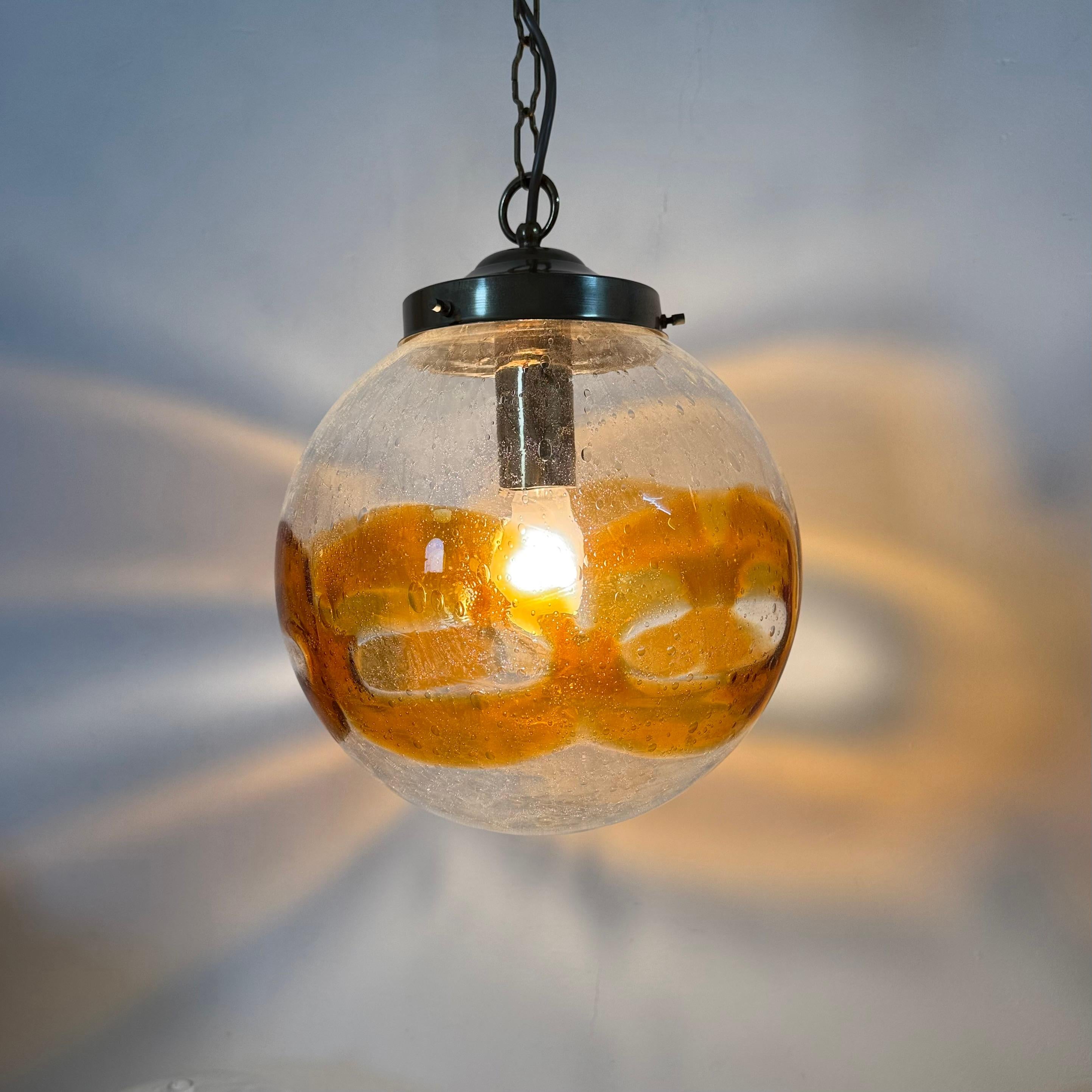 Vintage Murano glass italian hanging lamp , 1970s For Sale 2