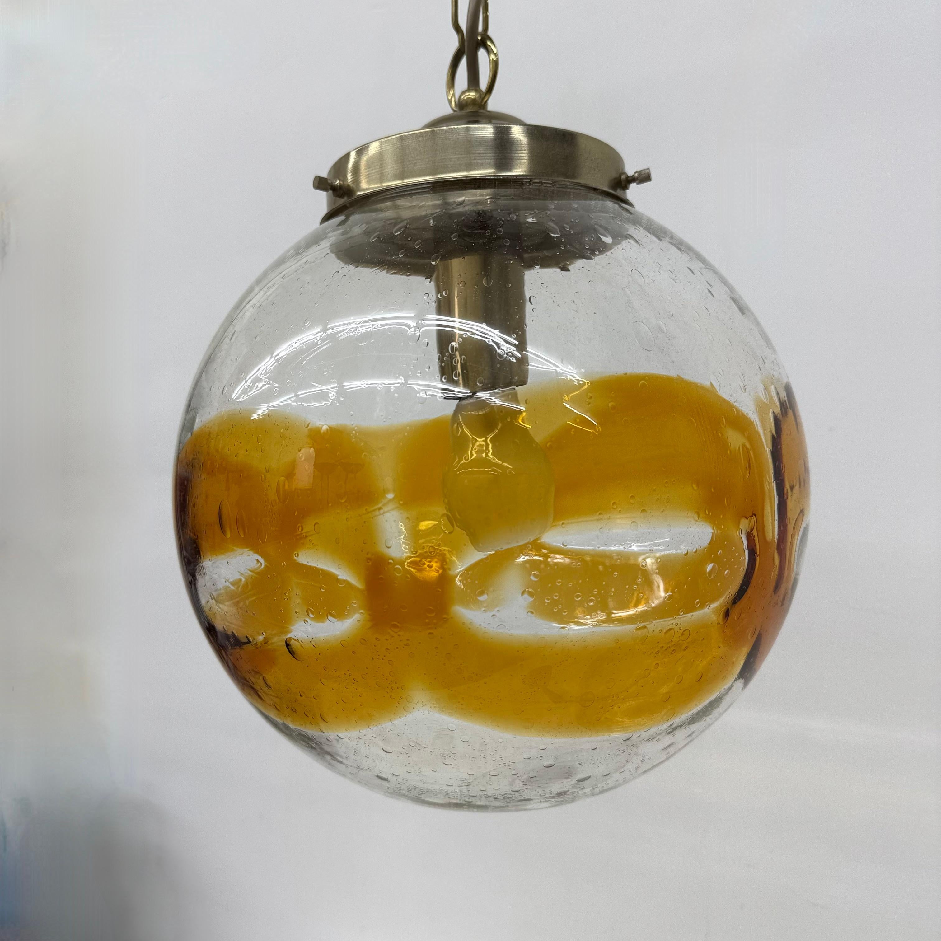 Vintage Murano glass italian hanging lamp , 1970s For Sale 3