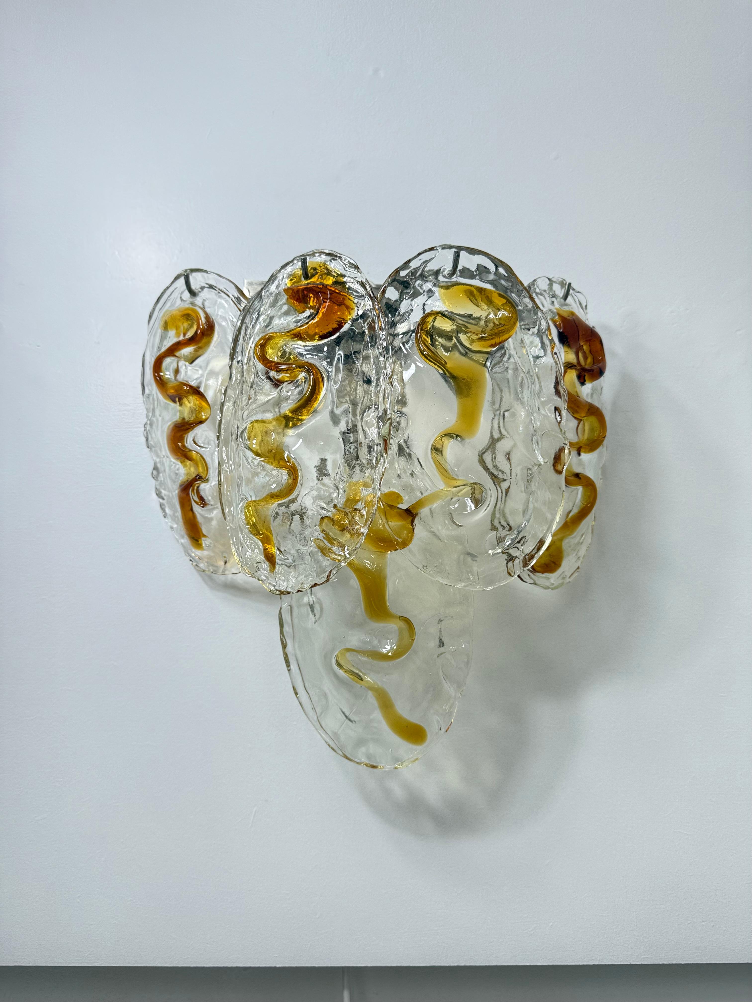 Aplique italiano vintage de cristal de Murano , años 70 en venta 3