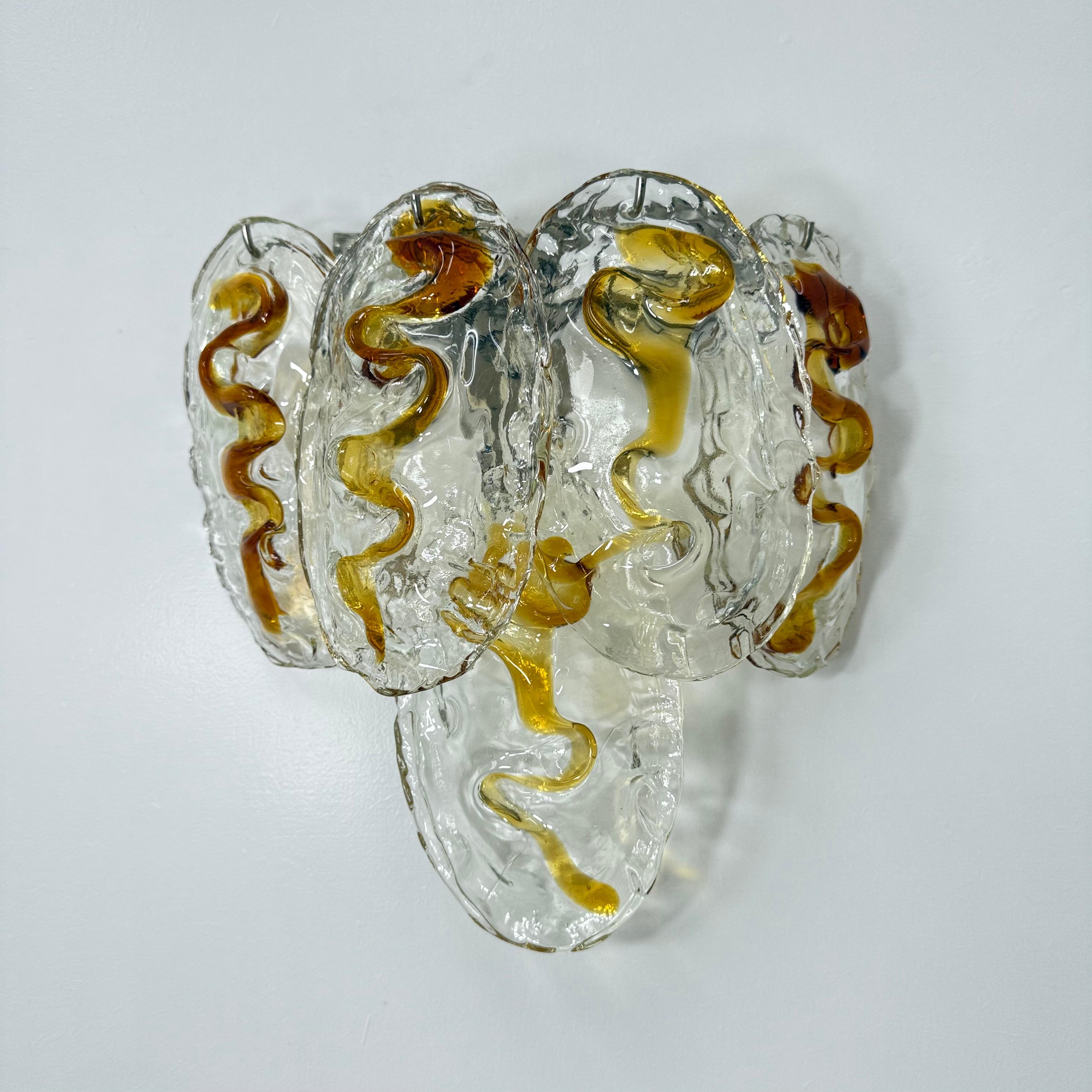 Aplique italiano vintage de cristal de Murano , años 70


