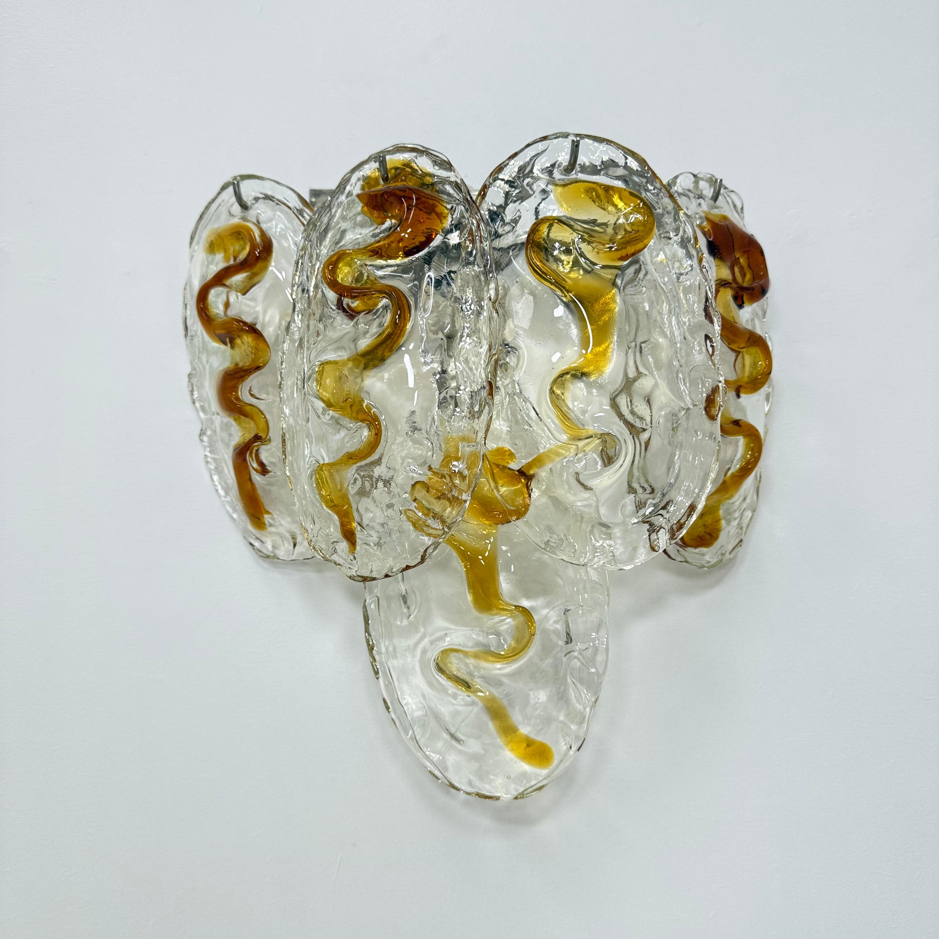 Aplique italiano vintage de cristal de Murano , años 70 Moderno de mediados de siglo en venta