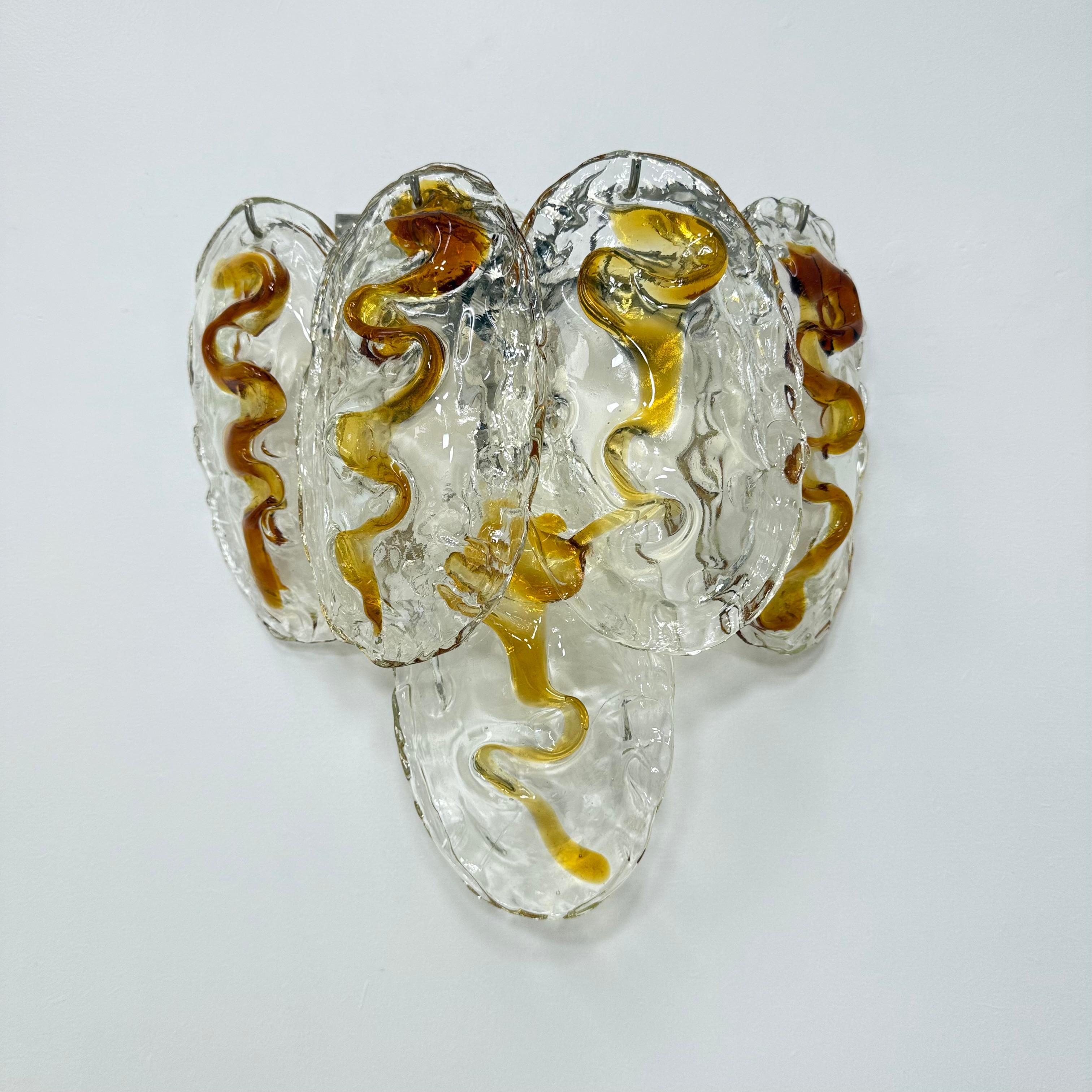 Aplique italiano vintage de cristal de Murano , años 70 Italiano en venta