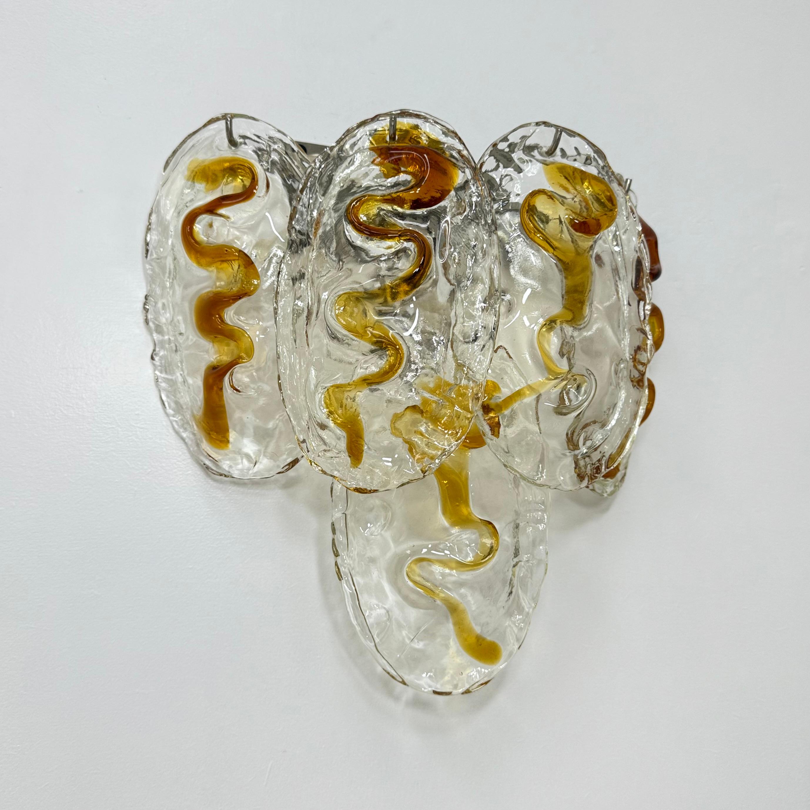 Aplique italiano vintage de cristal de Murano , años 70 finales del siglo XX en venta