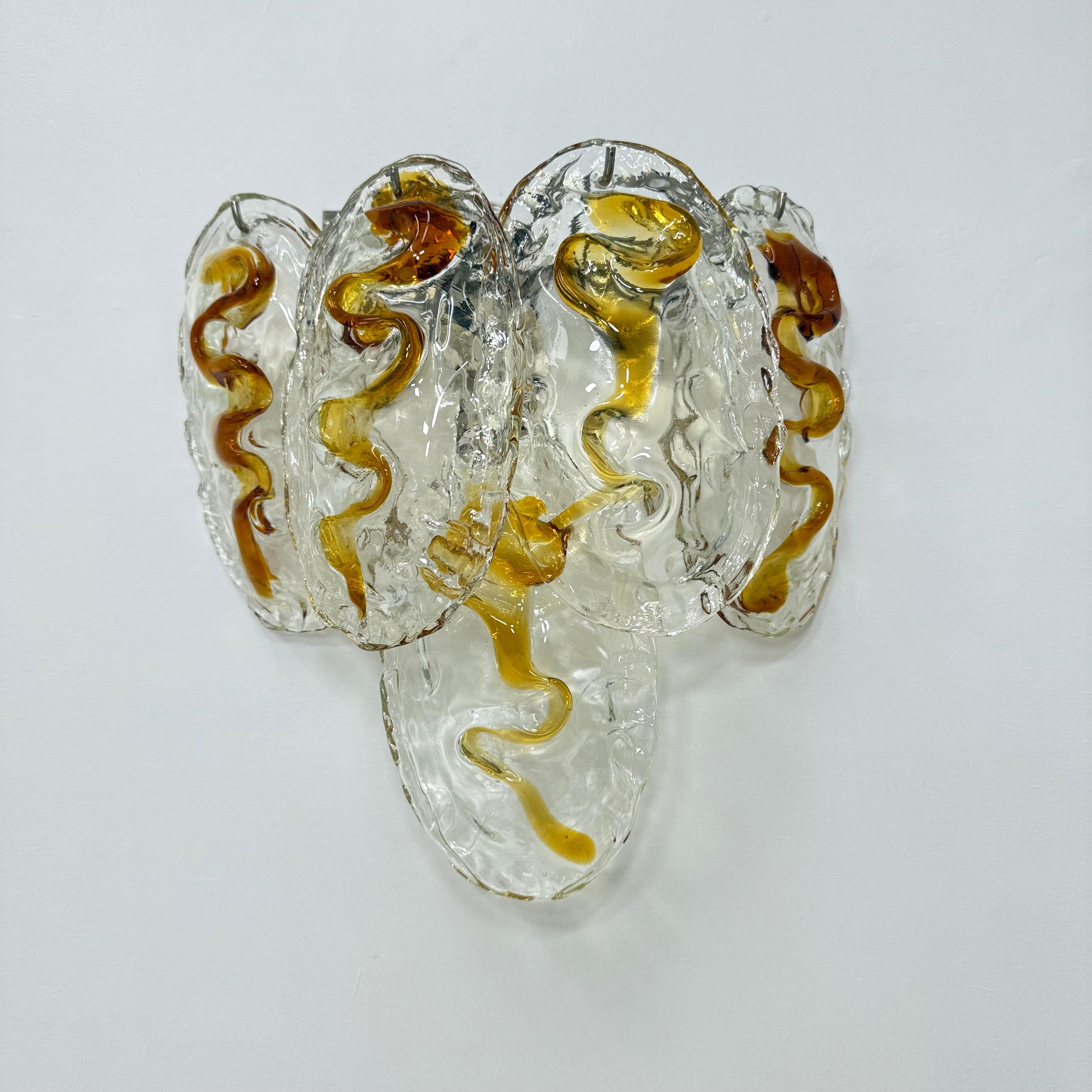 Aplique italiano vintage de cristal de Murano , años 70 Metal en venta