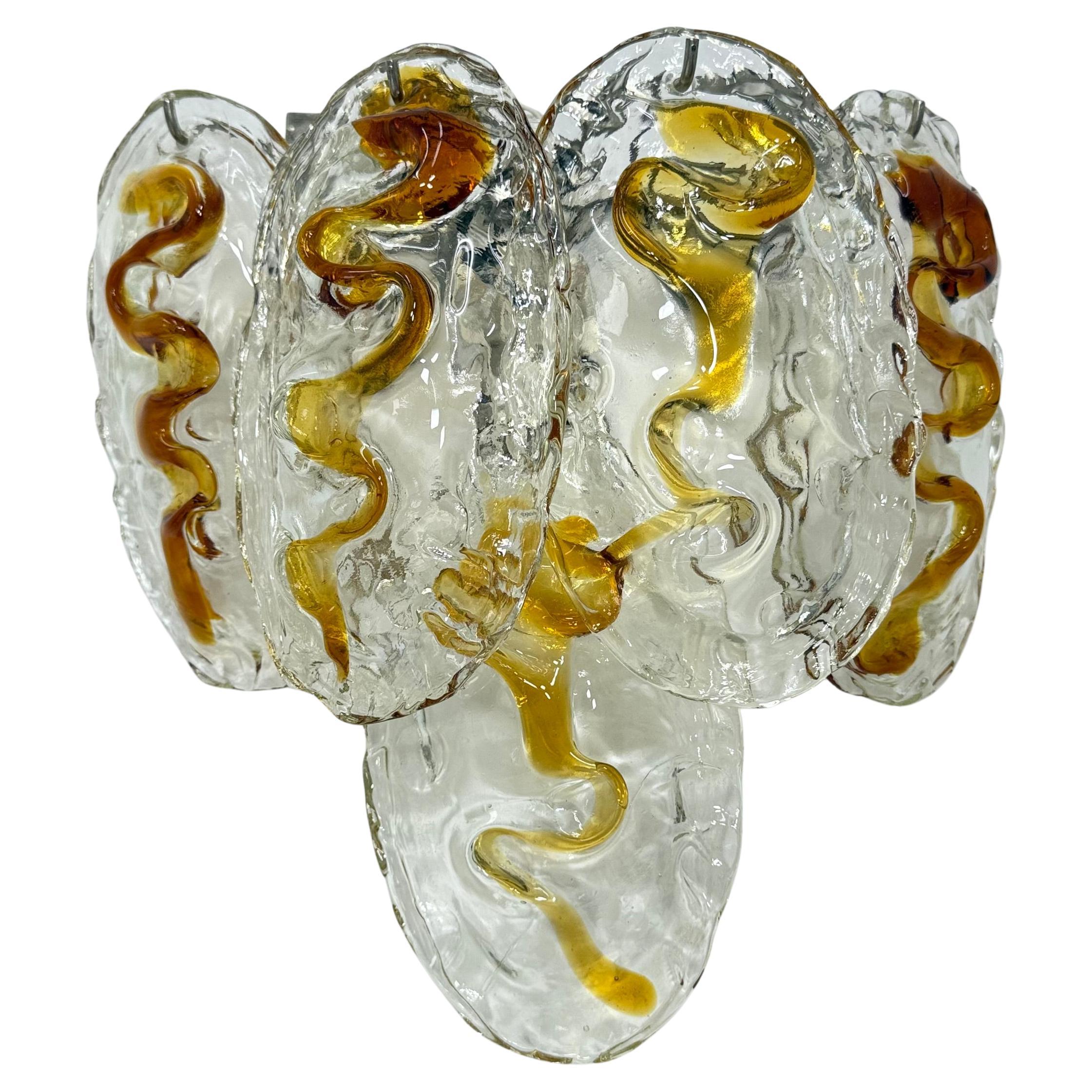 Vintage Murano glass italian wall lamp , 1970s