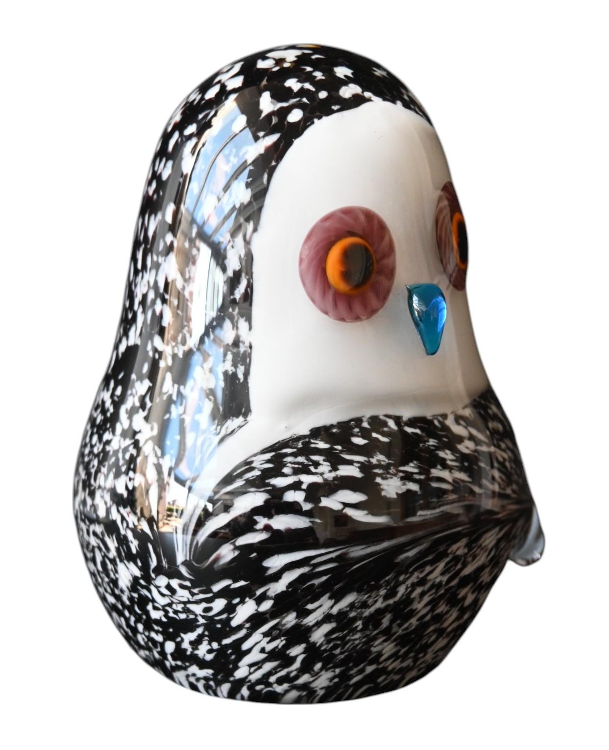 Mid-Century moderno Vetro di Murano d'epoca, gufo in carta da parati, 1960-1970 ca. in vendita