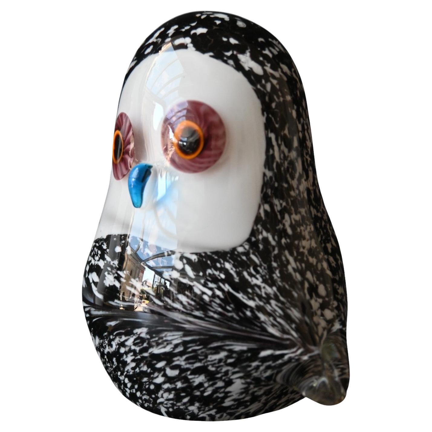 Vintage Murano glass Italy, presse papier Owl, circa 1960-1970