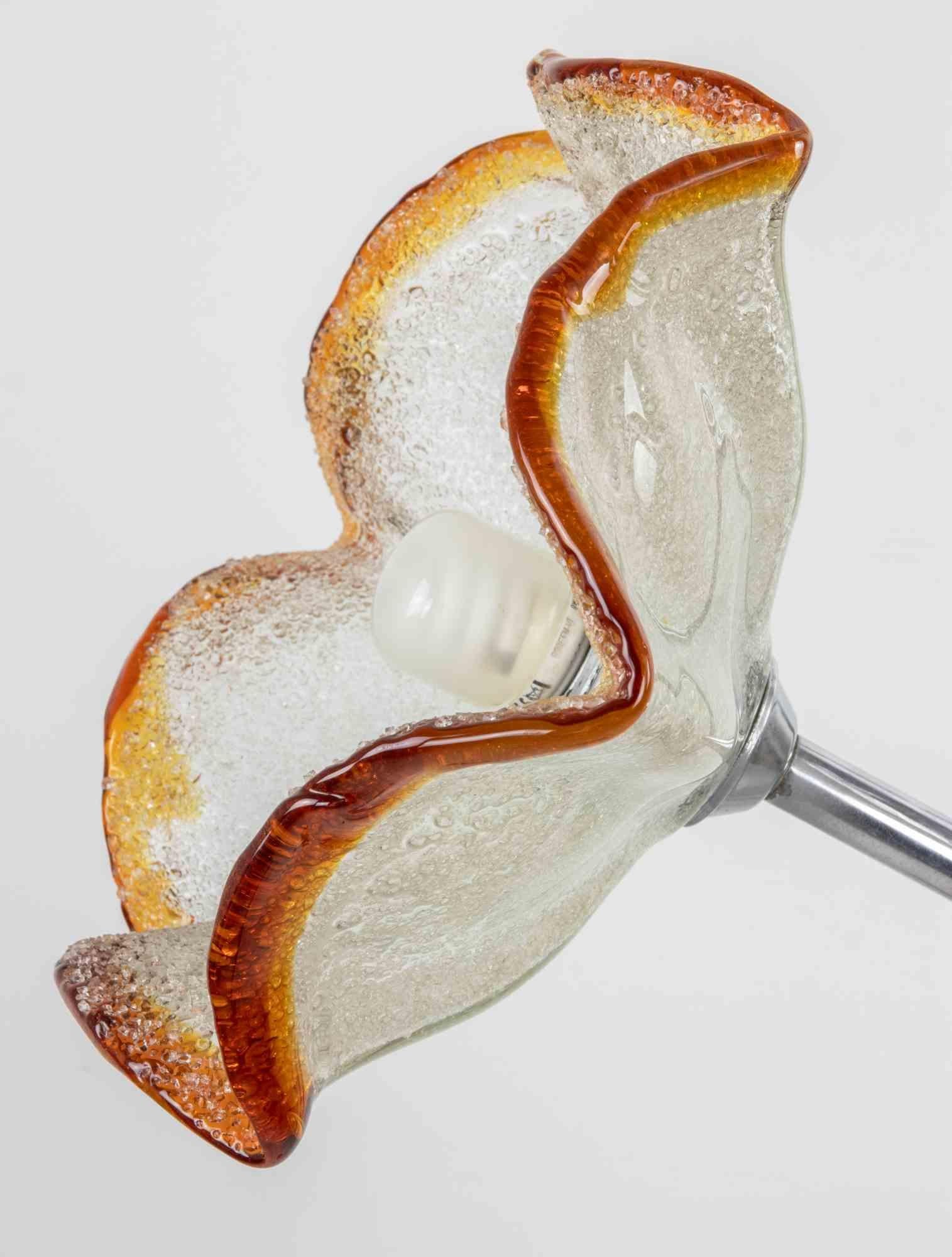 Steel Vintage Murano Glass Lamp by Toni Zuccheri, 1970s For Sale