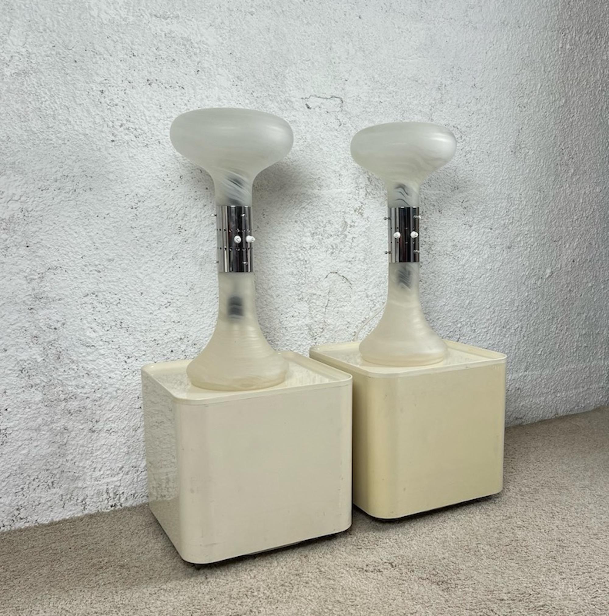 Italian Vintage Murano Glass Lamps 'Numerati' by Carlo Nason for Mazzega, 1970, Set of 2 For Sale