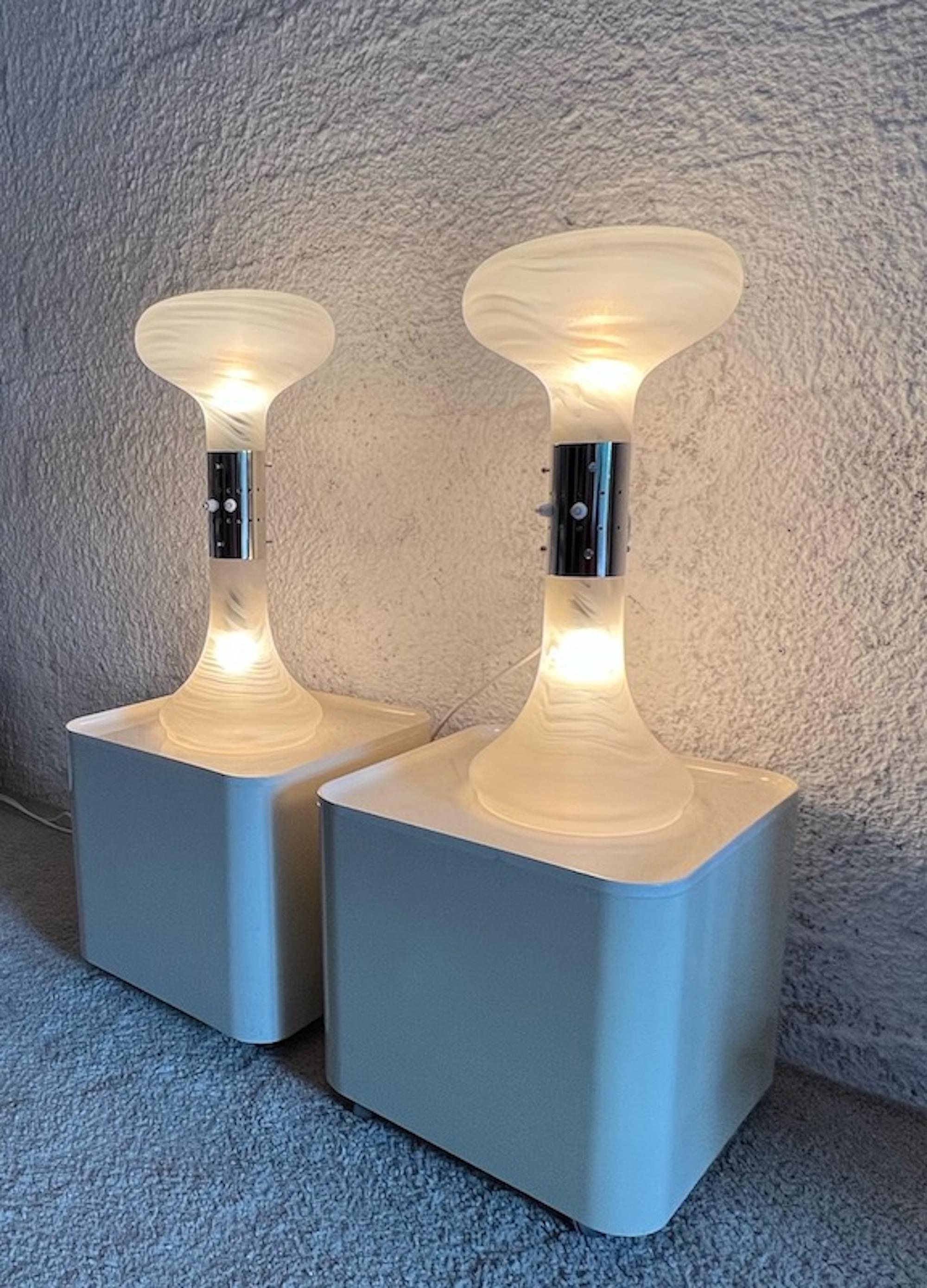 Late 20th Century Vintage Murano Glass Lamps 'Numerati' by Carlo Nason for Mazzega, 1970, Set of 2 For Sale
