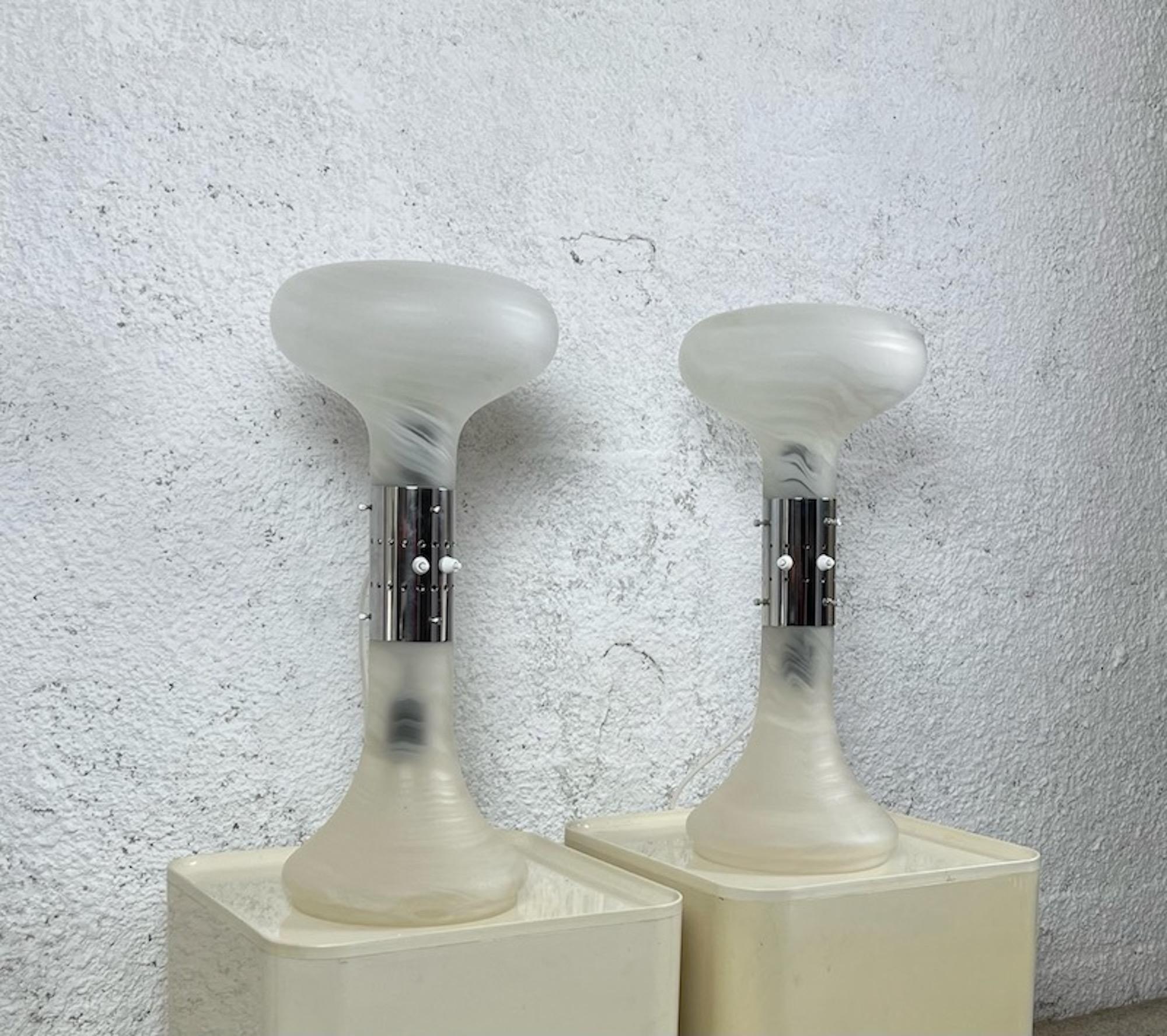Metal Vintage Murano Glass Lamps 'Numerati' by Carlo Nason for Mazzega, 1970, Set of 2 For Sale