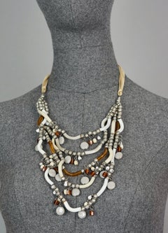 Vintage Murano Glass Lampwork Tubular Beaded Multi Strand Necklace