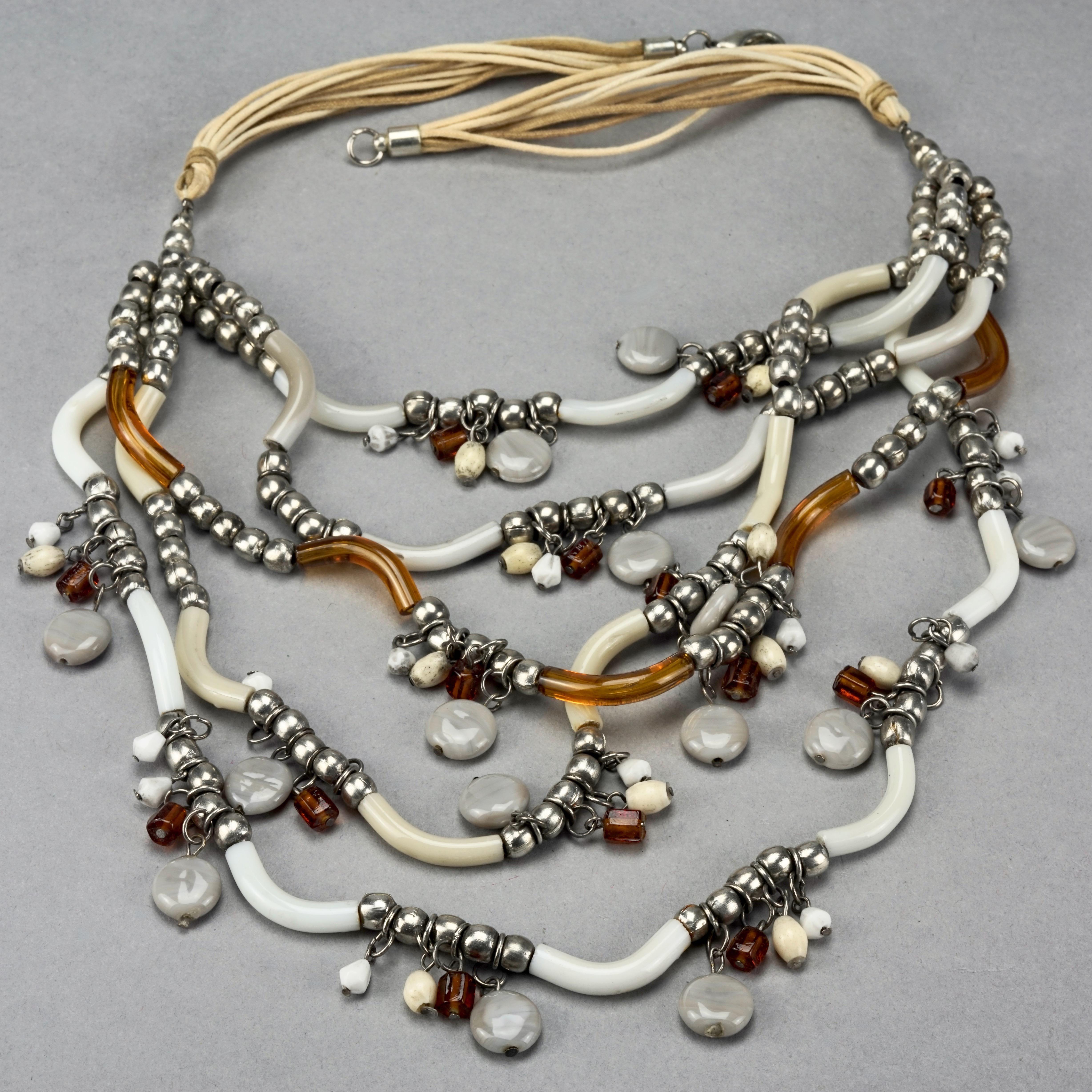 Women's Vintage Murano Glass Lampwork Tubular Beaded Multi Strand Necklace For Sale