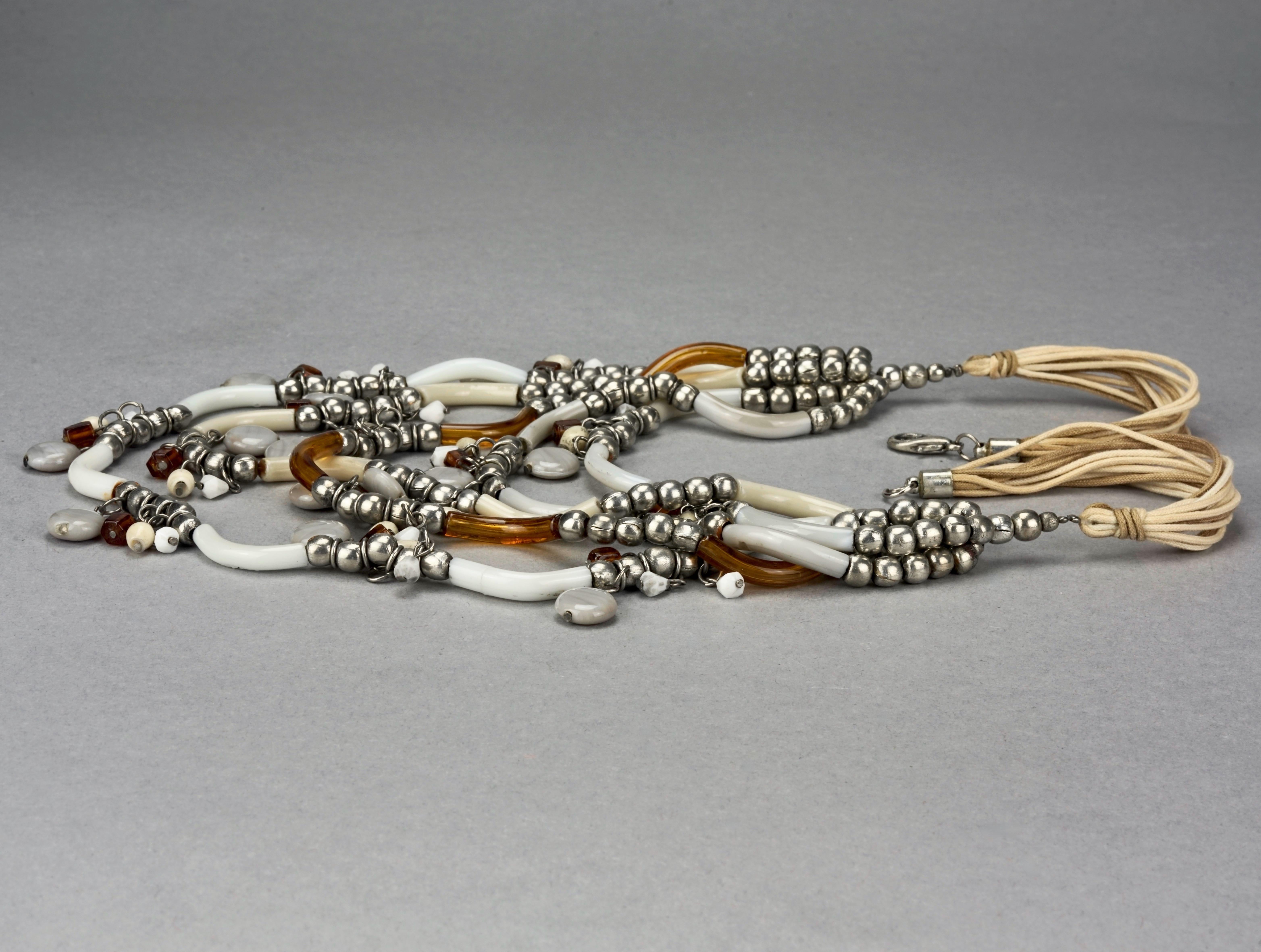 Vintage Murano Glass Lampwork Tubular Beaded Multi Strand Necklace For Sale 1