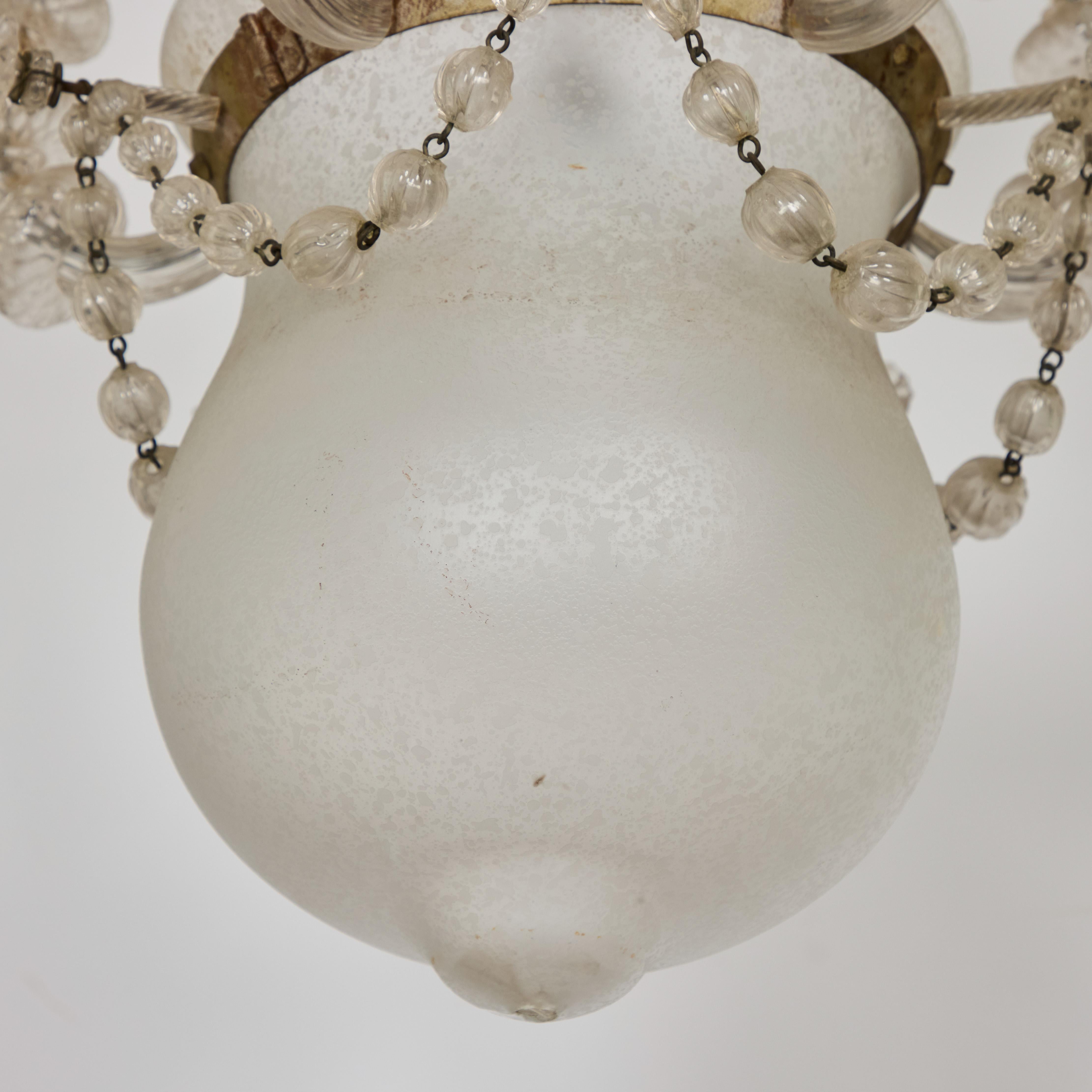 Metal Vintage Murano Glass Lantern For Sale