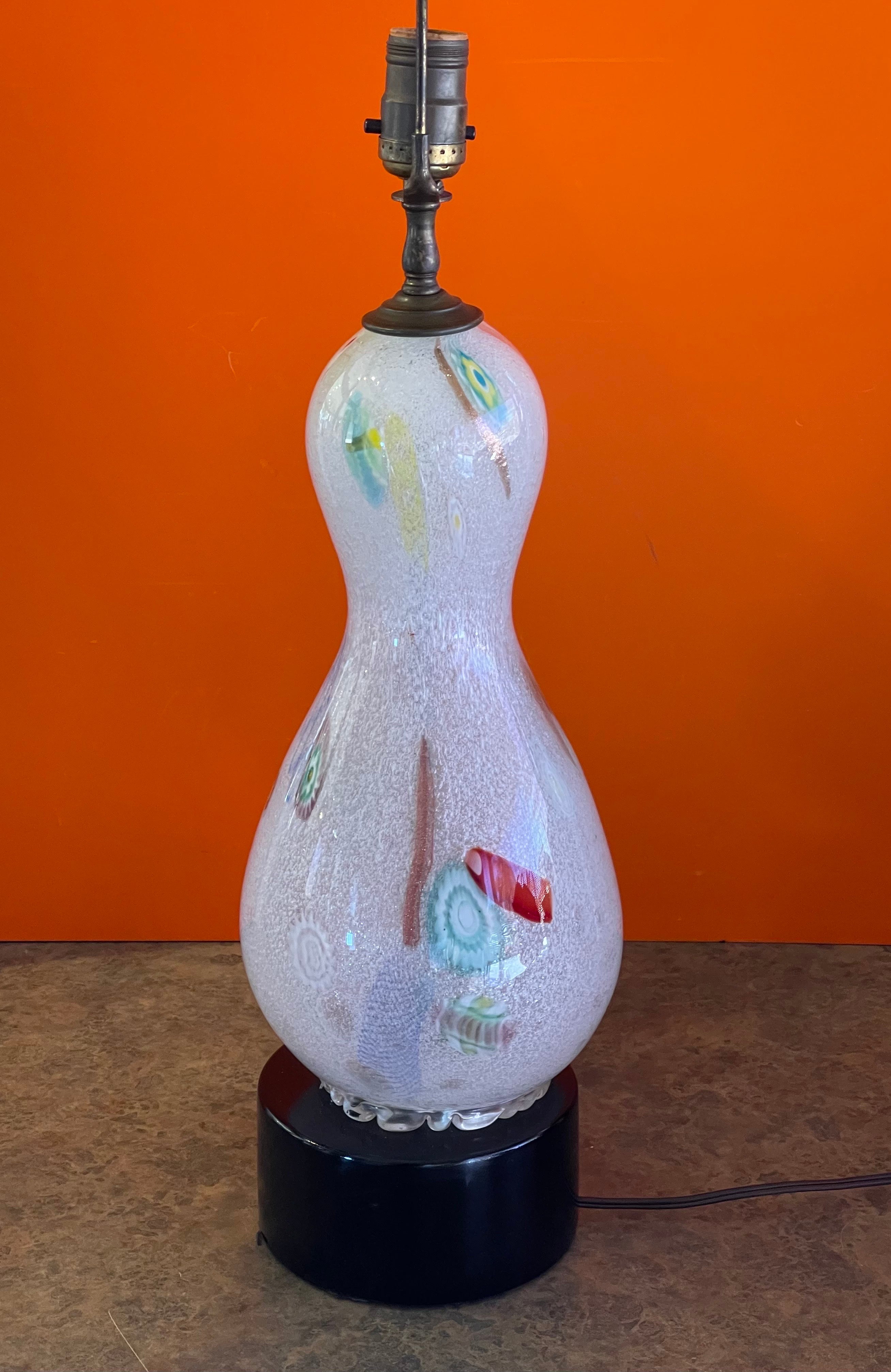 Vintage Murano Glass Millefiori Table Lamp  In Good Condition For Sale In San Diego, CA