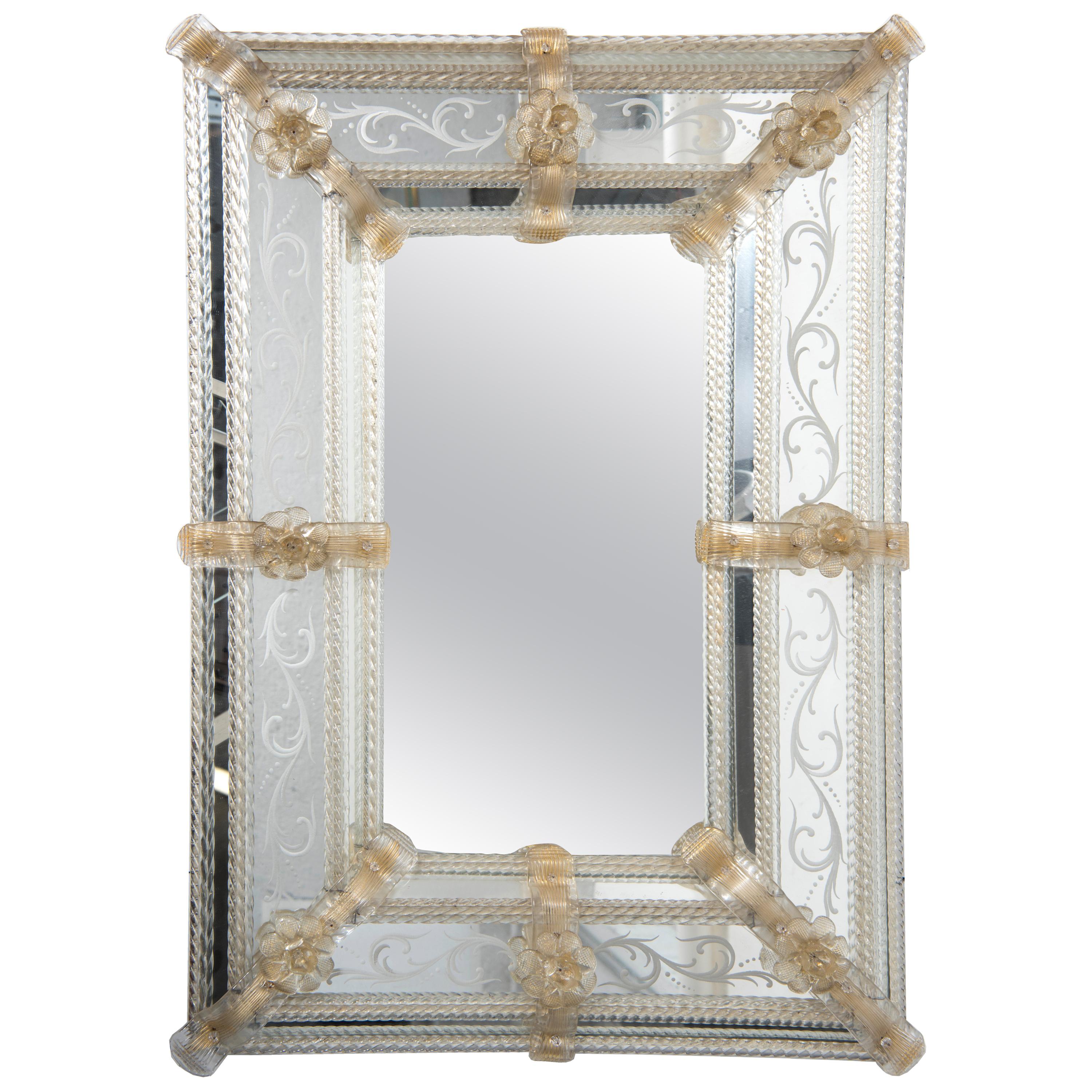 Vintage Murano Glass Mirror, Early 20th Century