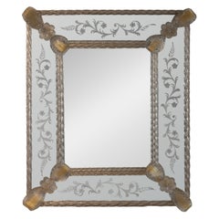 Vintage-Spiegel aus Murano-Glas mit Goldpartikeln, Italien, 1960er Jahre
