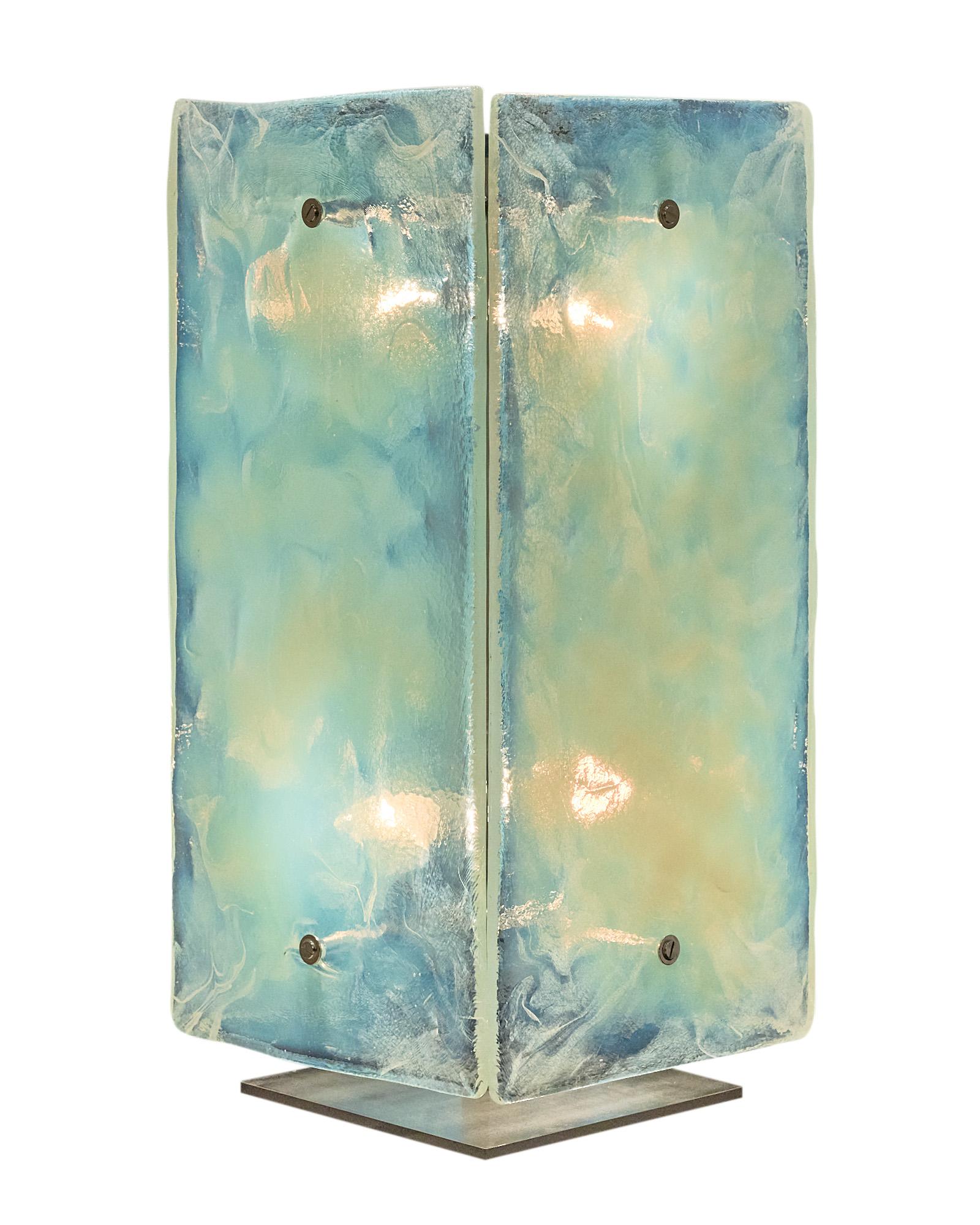 Italian Vintage Murano Glass Modernist Iridescent Lamps For Sale