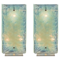 Lámparas Iridiscentes Modernistas Vintage de Cristal de Murano