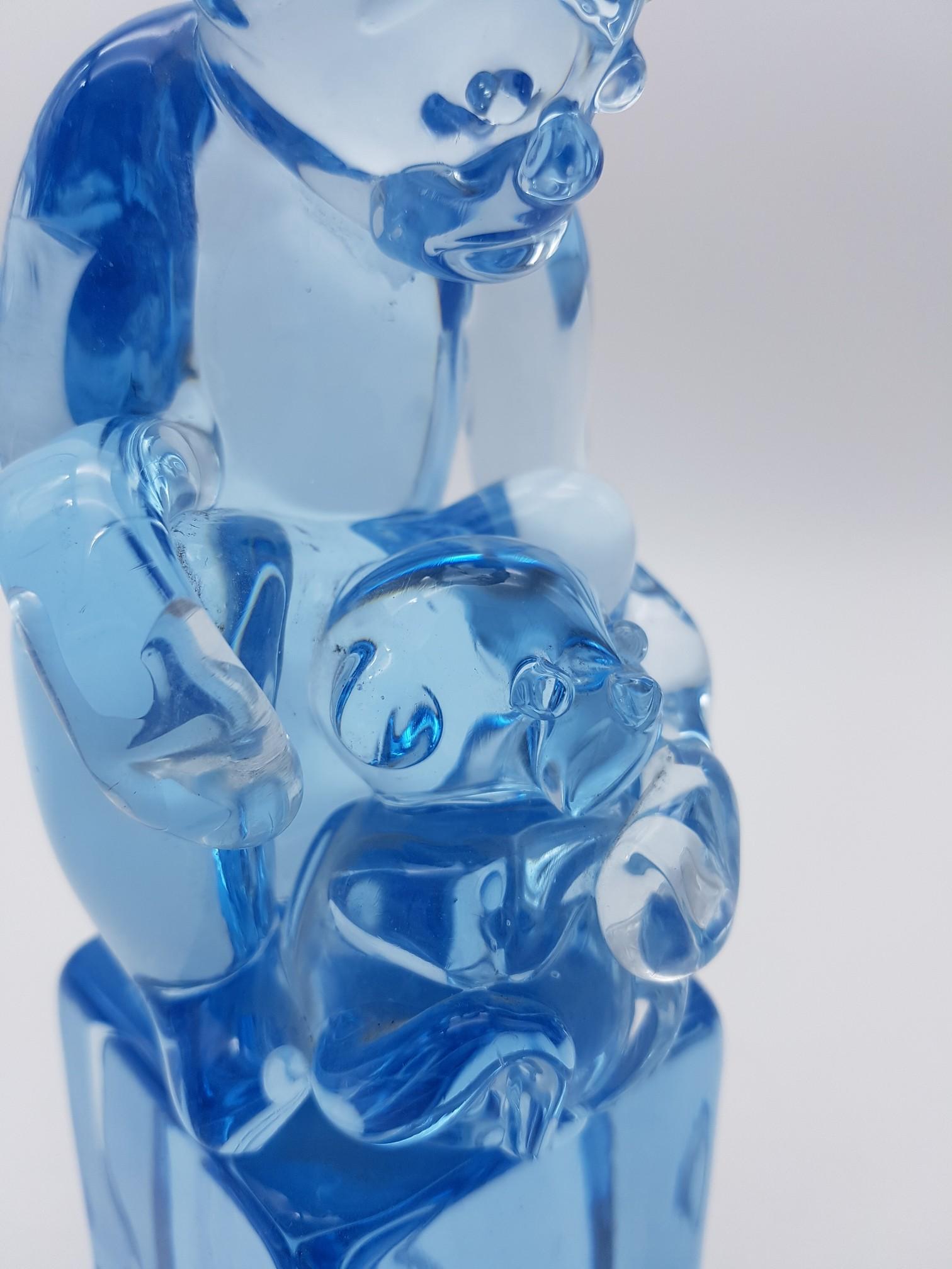 Late 20th Century Vintage Murano Glass Monkey with Infant by Ermanno Nason at Cenedese For Sale