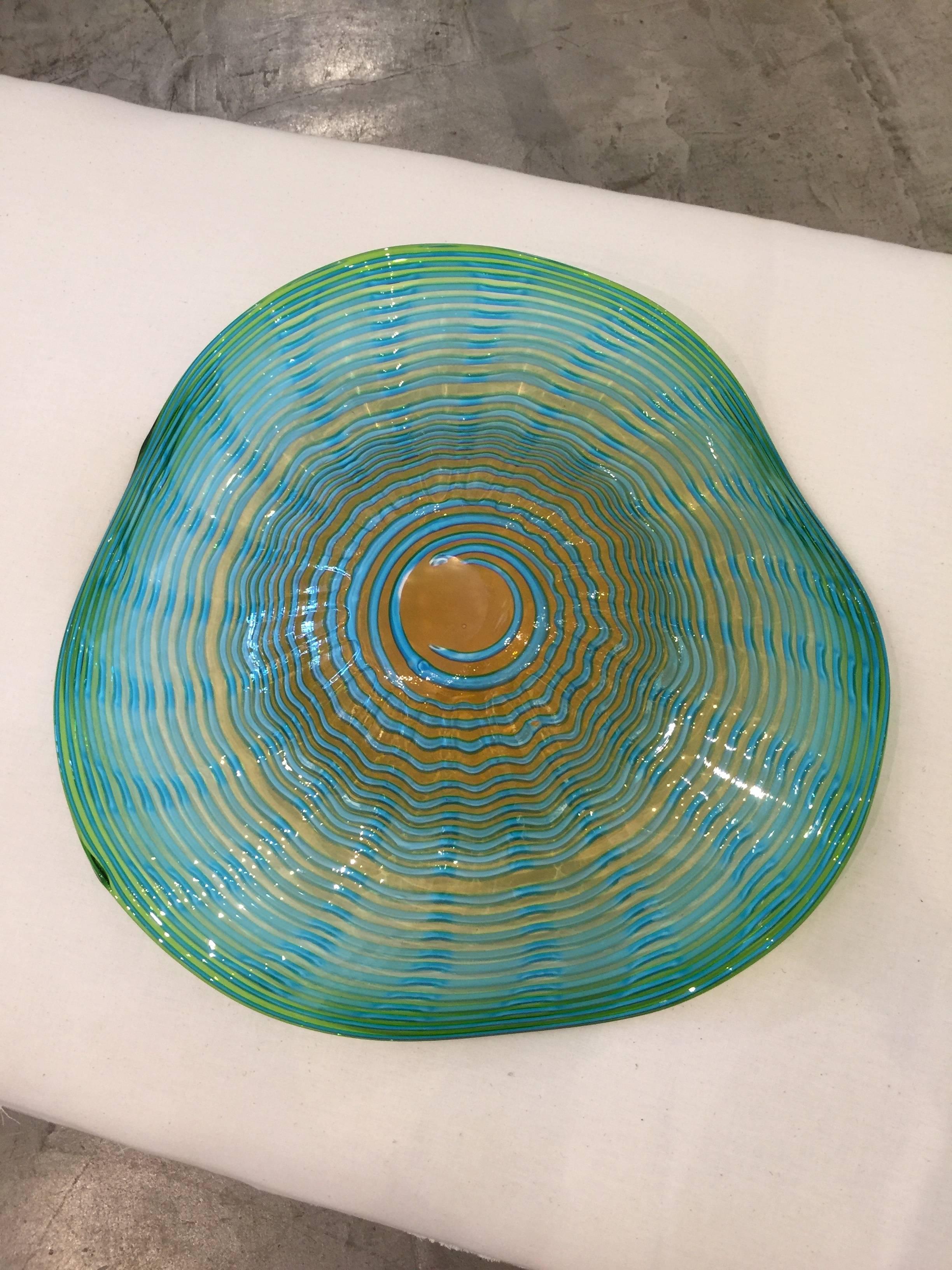 Vintage Murano Glass Multi Colors Stand or Bowl 1960s In Good Condition In West Palm Beach, FL