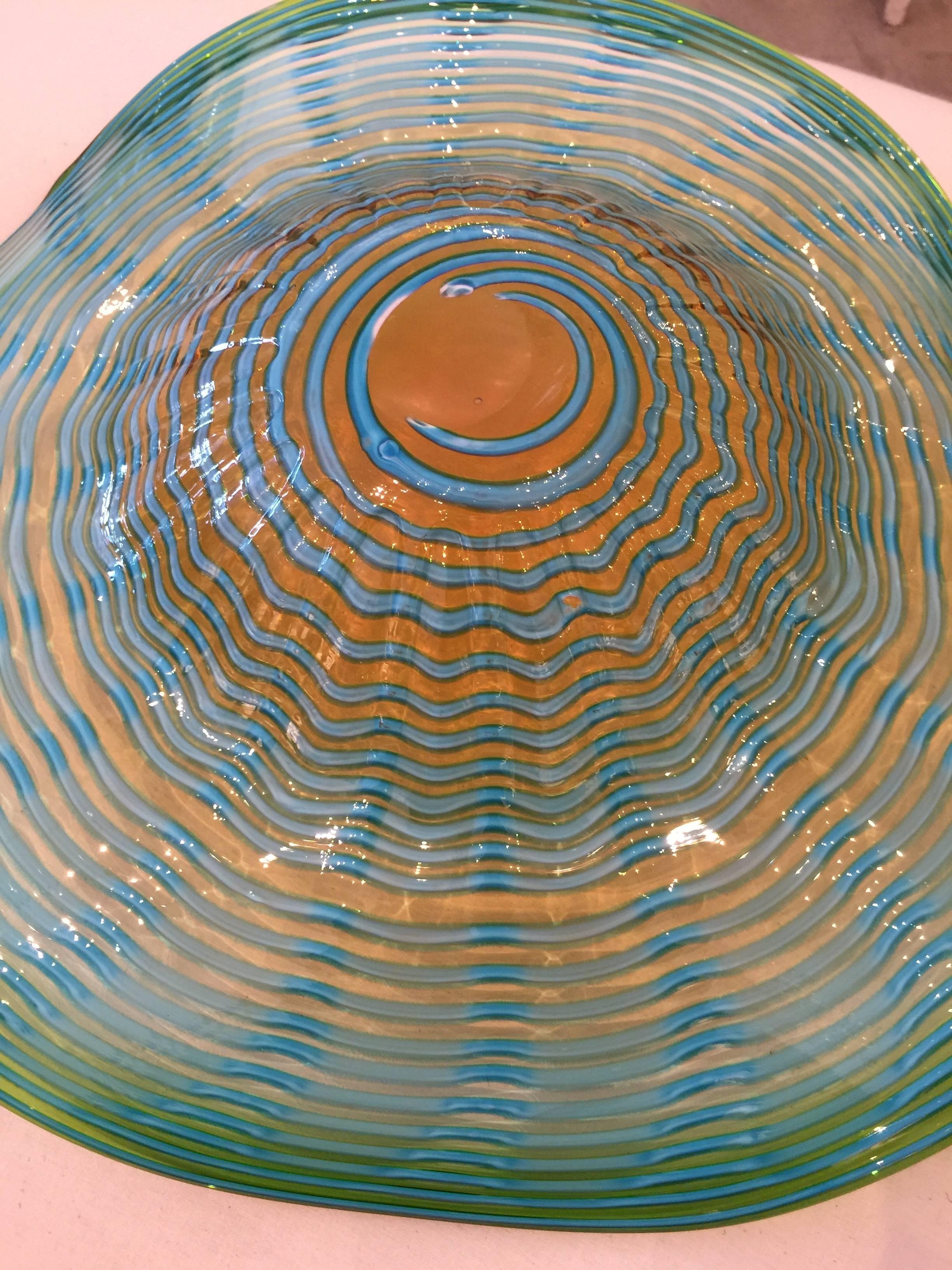 Italian Vintage Murano Glass Multi Colors Stand or Bowl 1960s