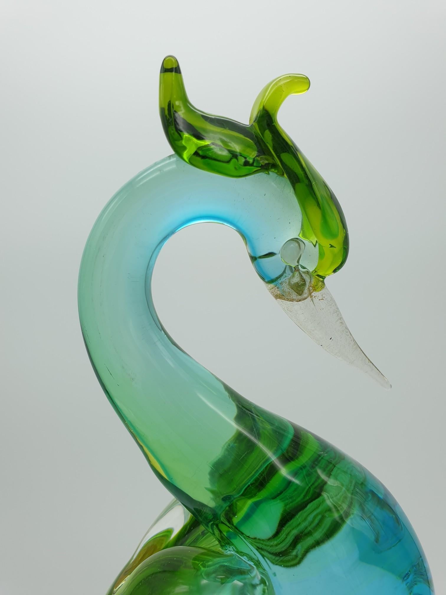 Italian Vintage Murano Glass Multicolor Bird-of-Paradise Sculpture by Cenedese, 1960s For Sale