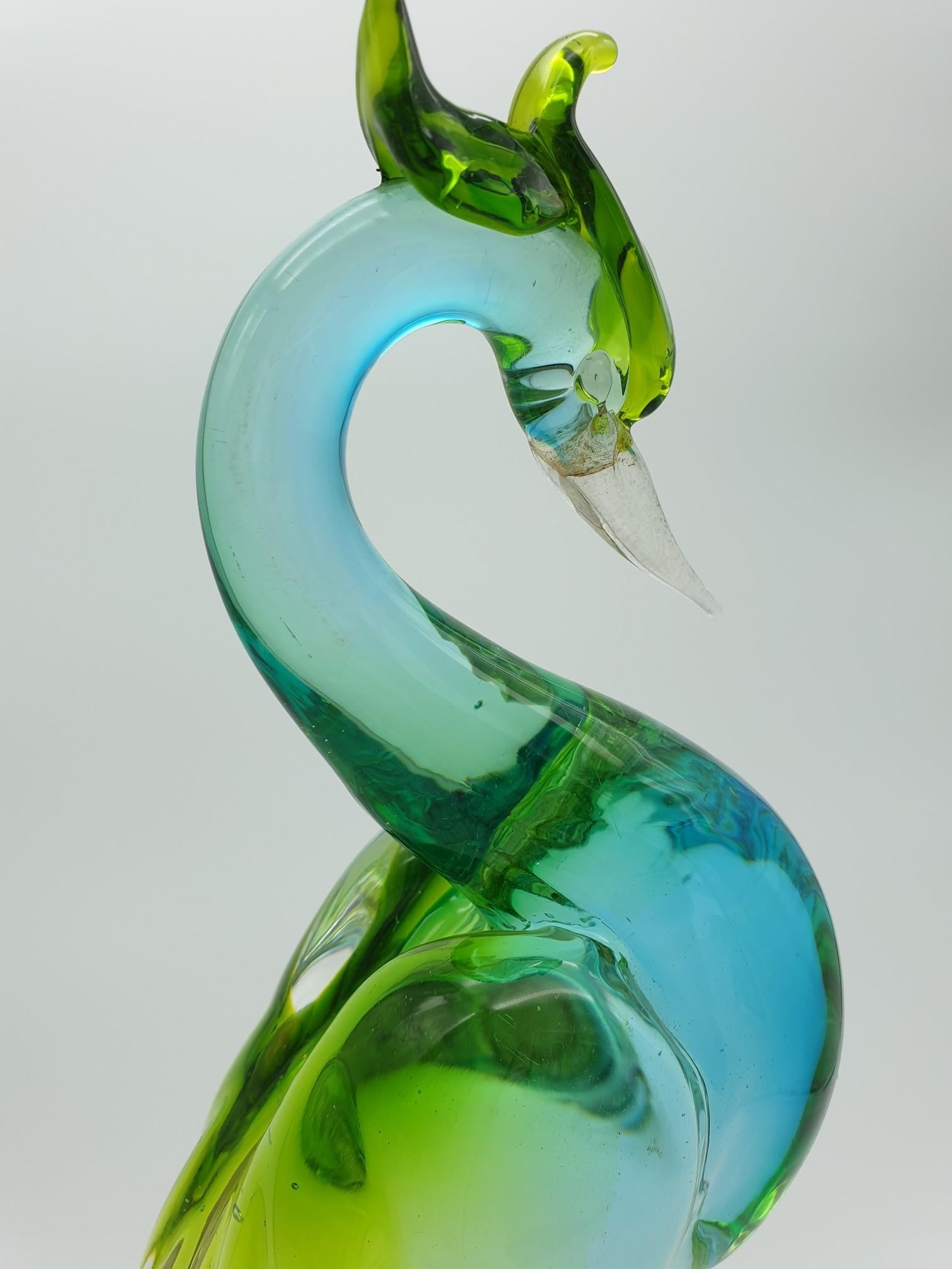 Vintage Murano Glass Multicolor Bird-of-Paradise Sculpture by Cenedese, 1960s For Sale 1