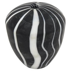 Vintage Murano Glass Optical Sculpture by Salviati Black And White 1980's