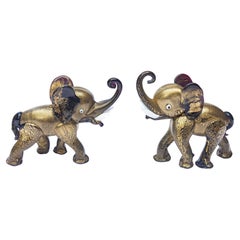 Vintage Murano Glass  Pair of Playful Elephants