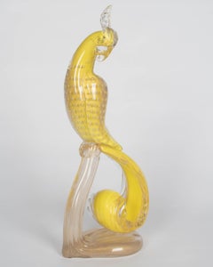 Vintage Murano Glass Parrot Sculpture by Alfredo Barbini, 1950s