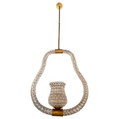 Lampe à suspension vintage en verre de Murano par Barovier