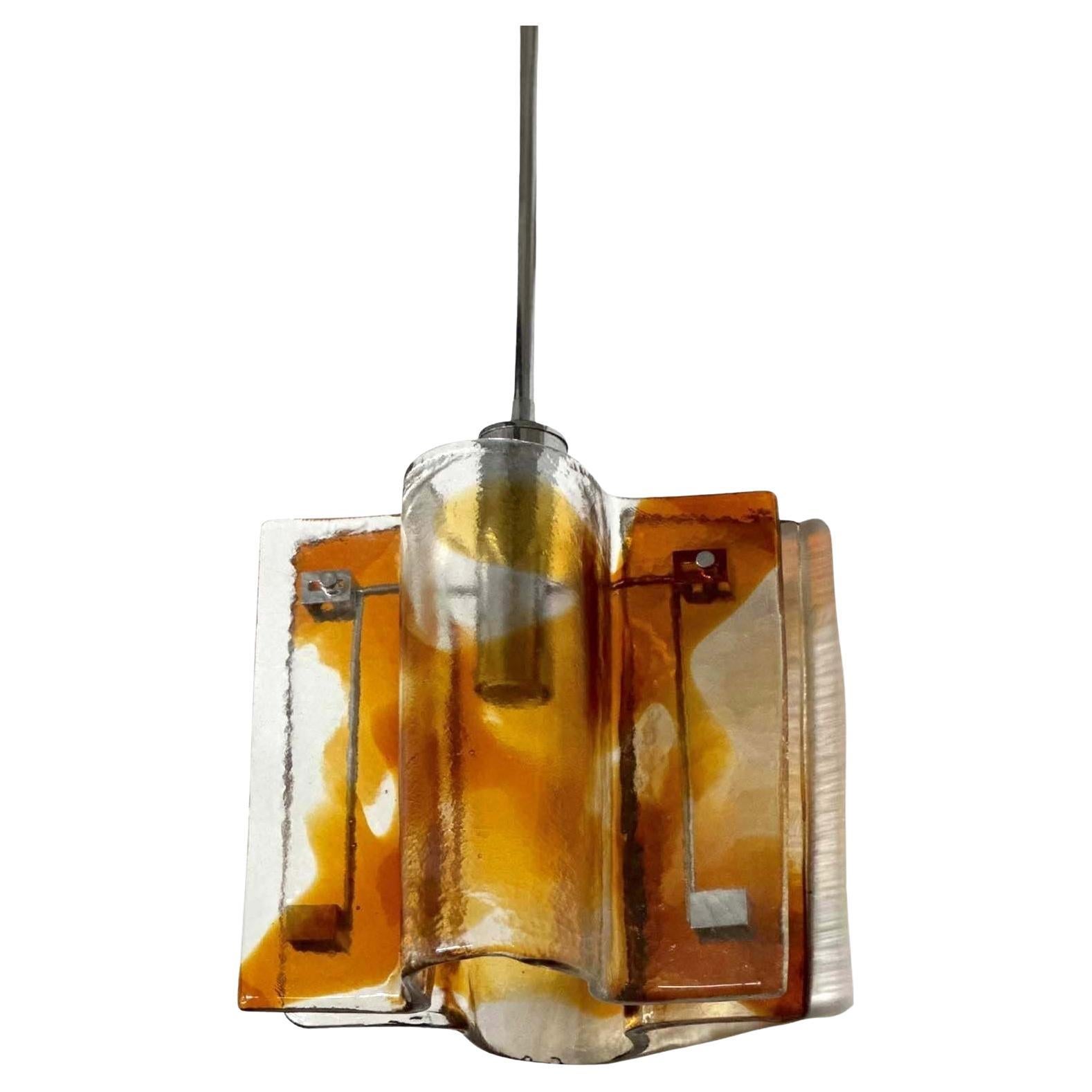 Lampe à suspension en verre de Murano vintage par Mazzega