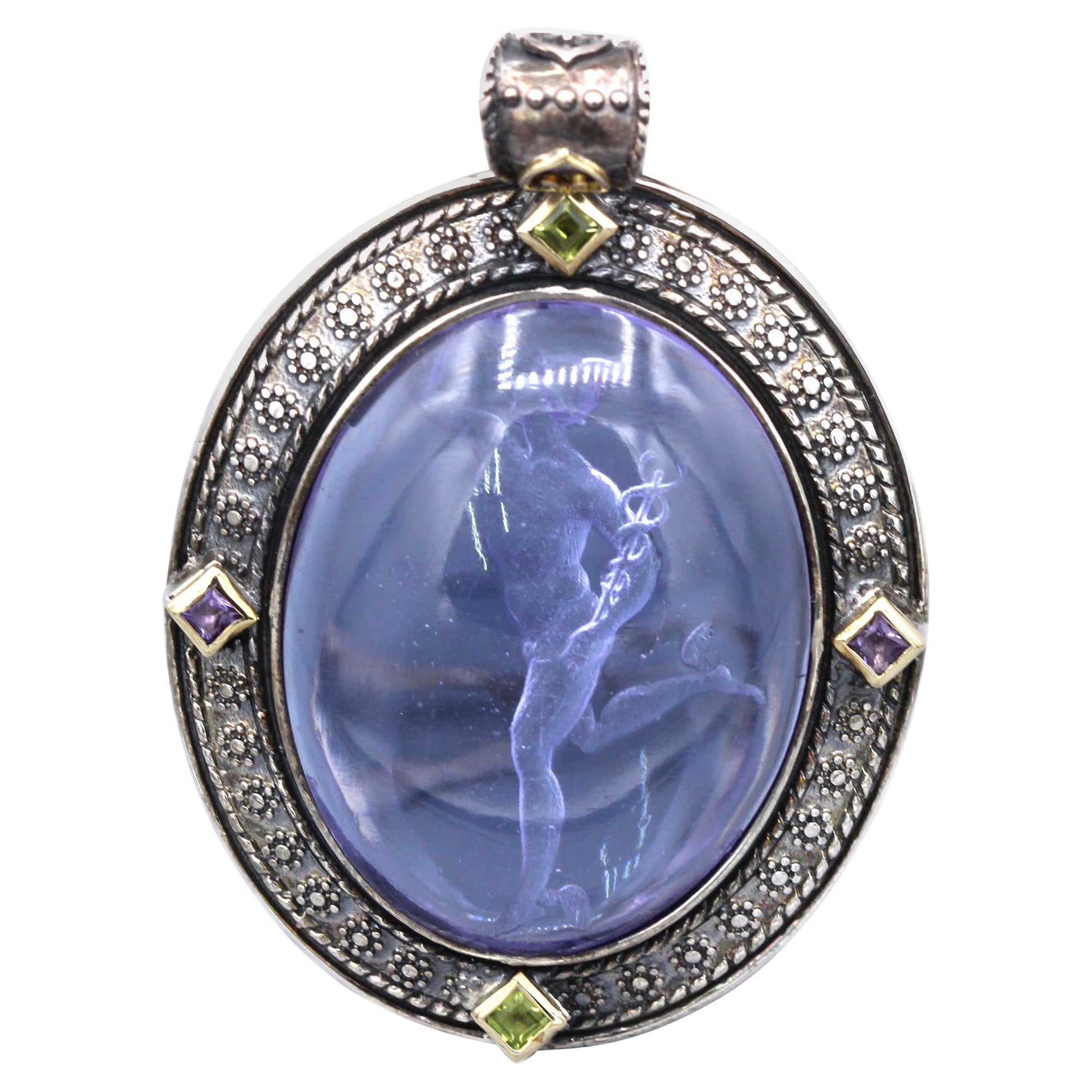 Vintage Murano Glass Anhänger Italian Glass Cameo von griechischen Hermes Gott