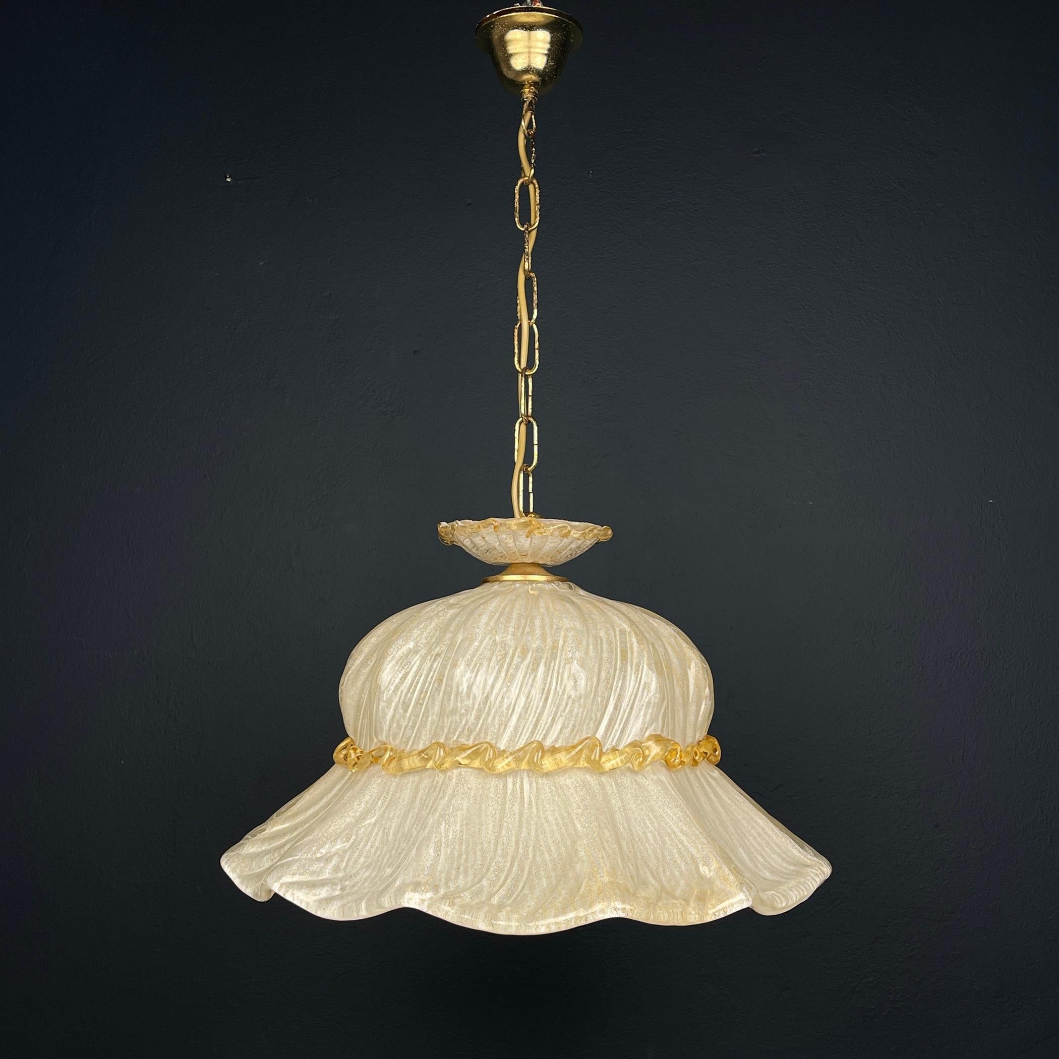 Vintage murano glass pendant lamp Bonnet Italy 1970s For Sale 4