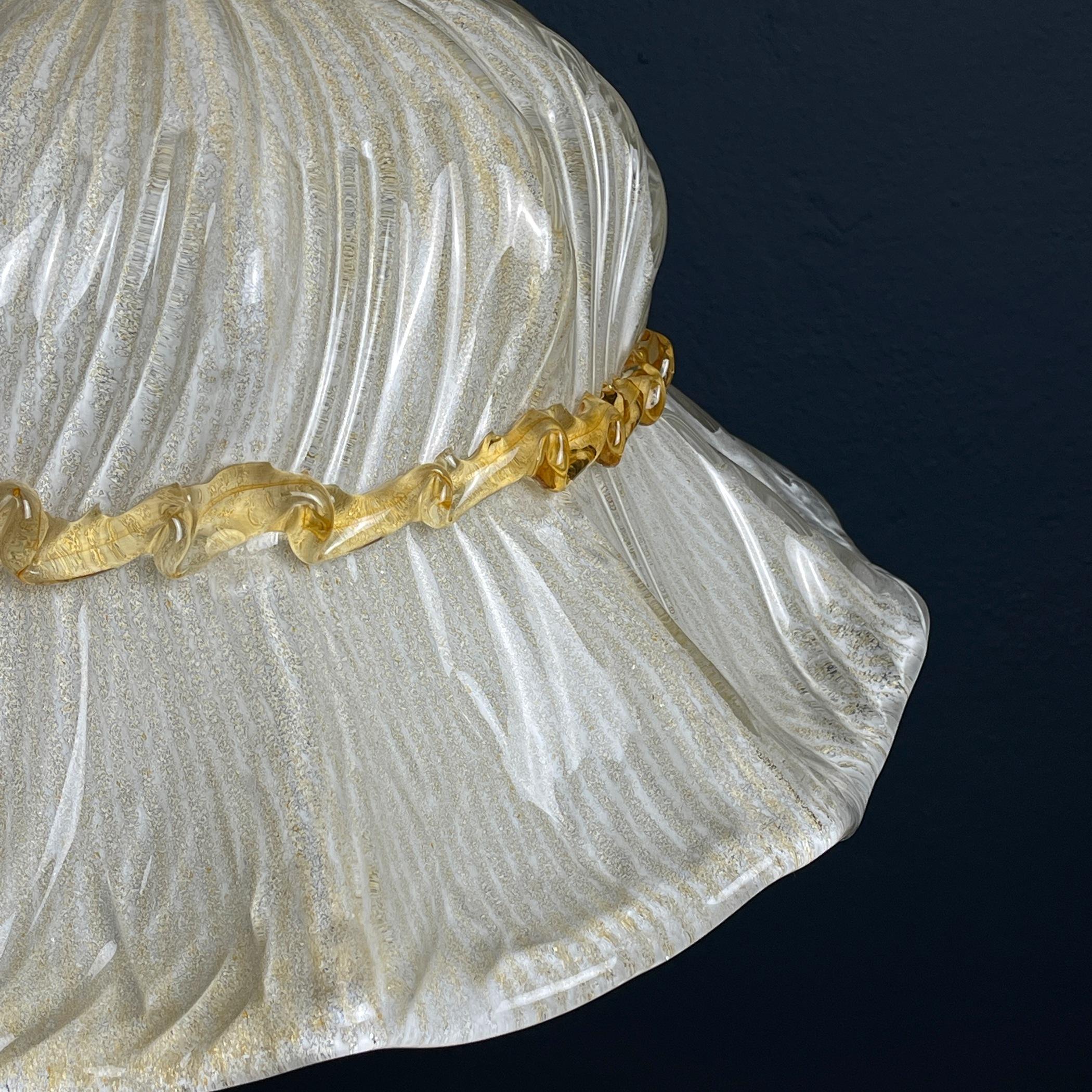 Italian Vintage murano glass pendant lamp Bonnet Italy 1970s For Sale