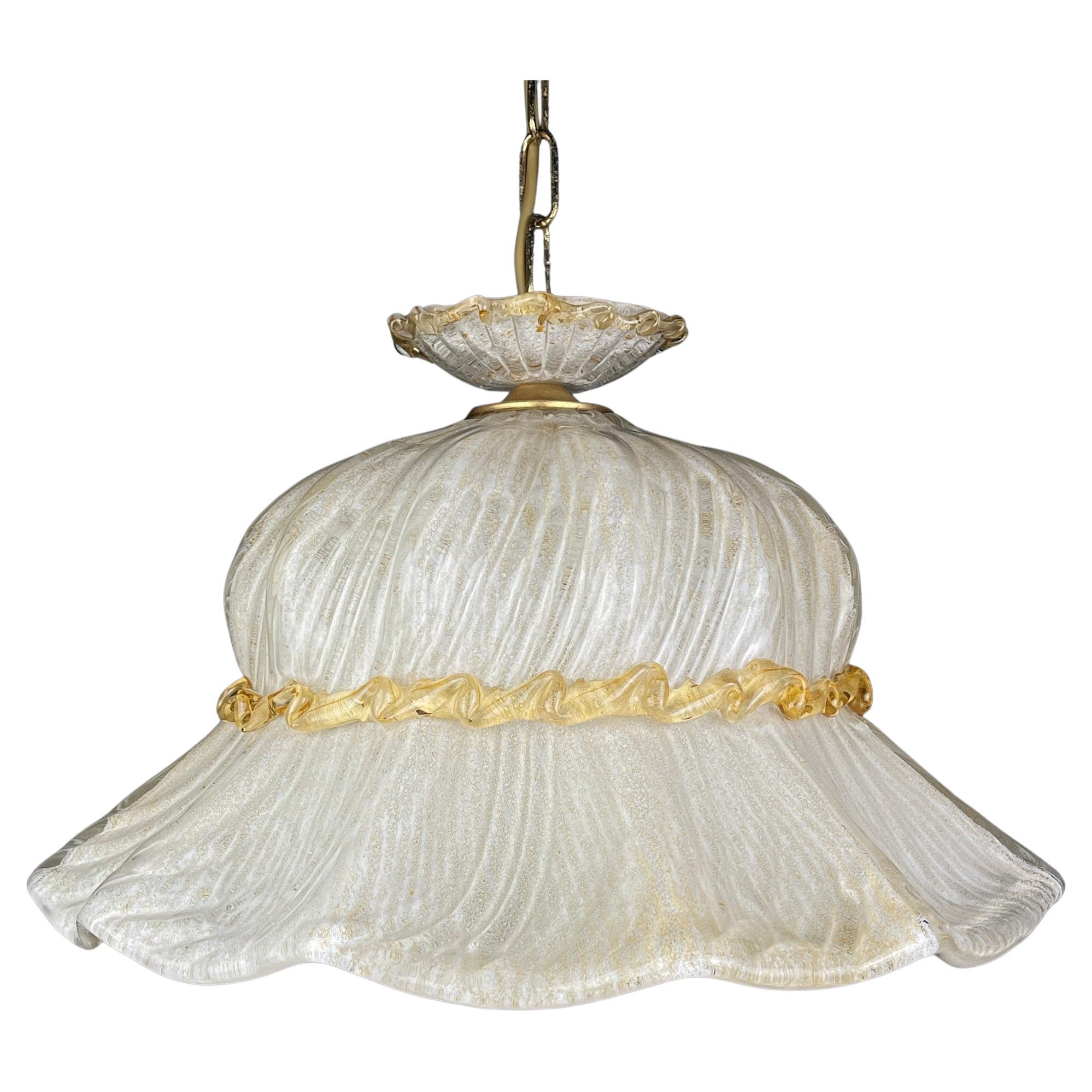 Vintage murano glass pendant lamp Bonnet Italy 1970s