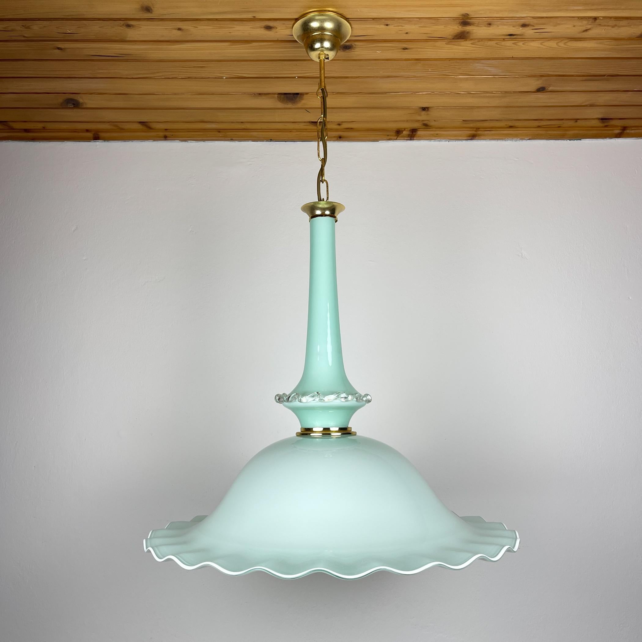 Vintage Murano glass pendant lamp by Venini, Italy 1970s For Sale 4